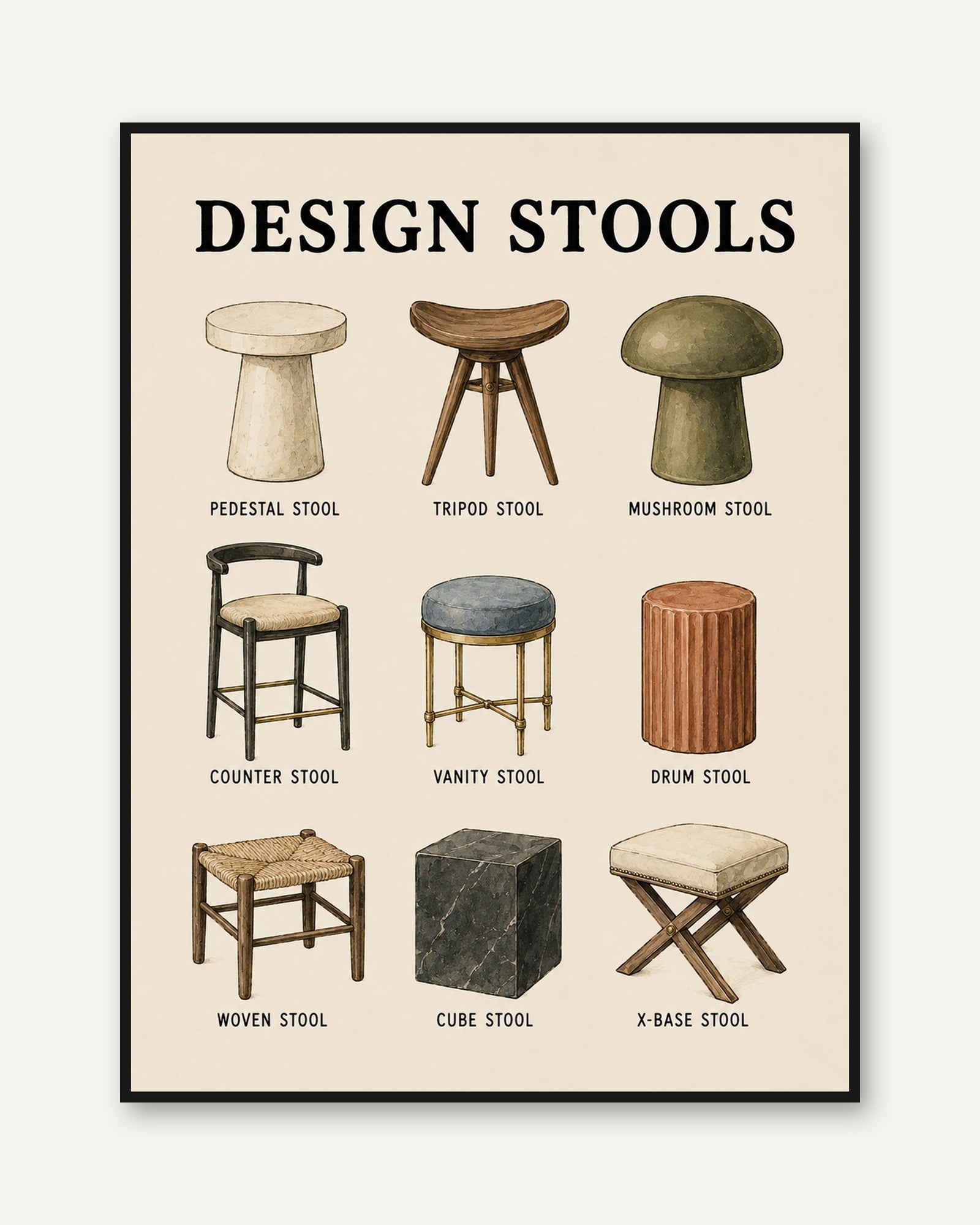 Design Stools Wall Art - framed