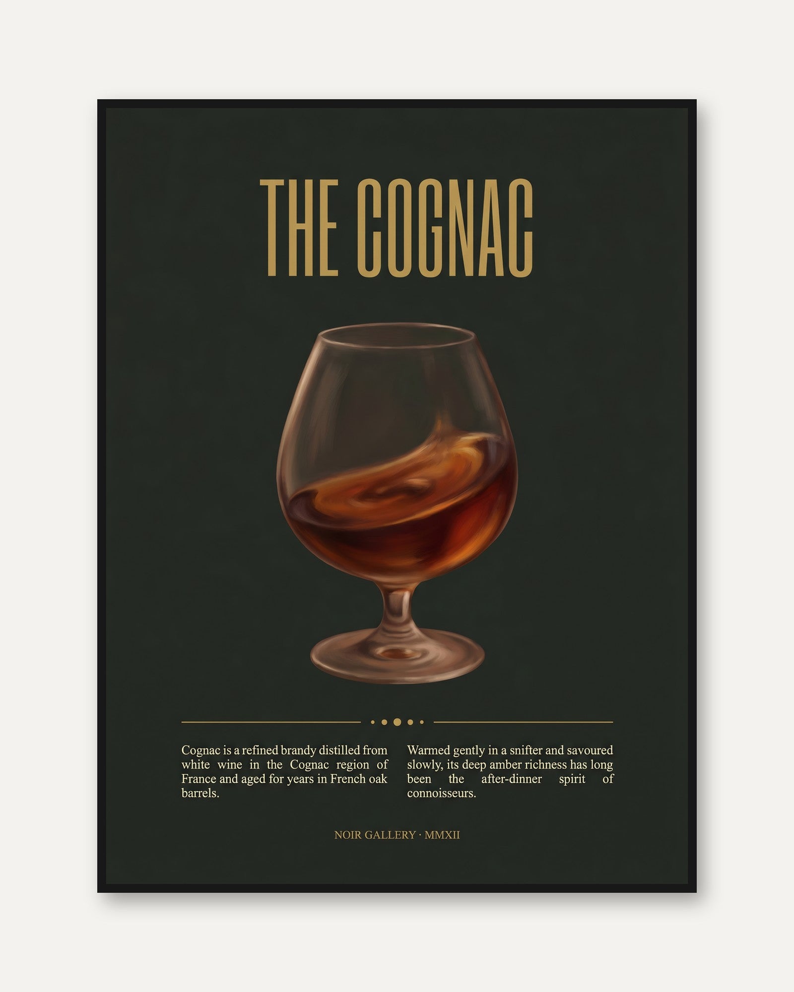 Cognac Print – Vintage Bar Cart Art Deco Poster - framed