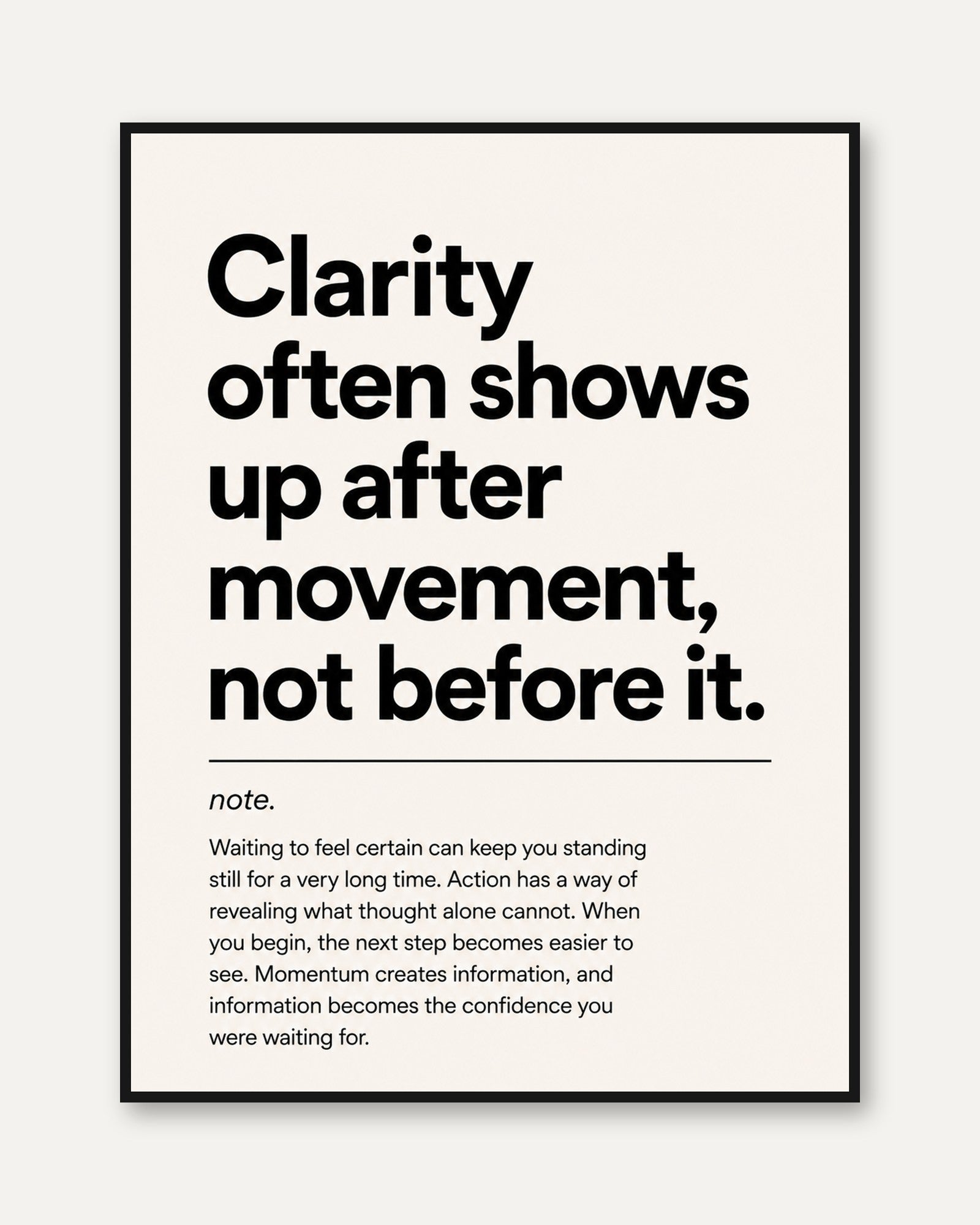 Motivational Wall Art: Modern Typography - framed
