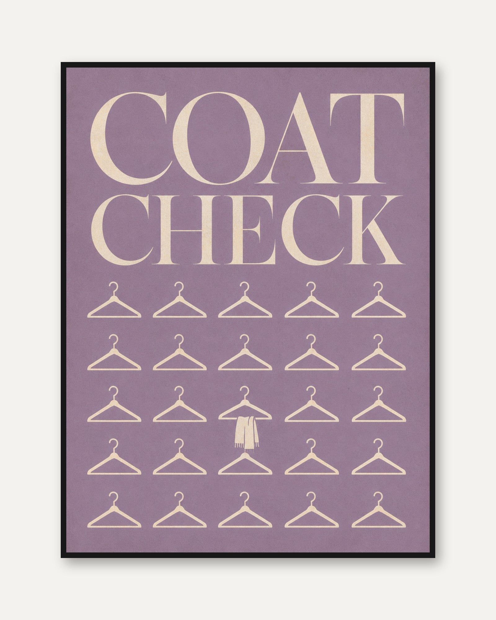 Coat Check Print: Retro Typography Wall Art - framed