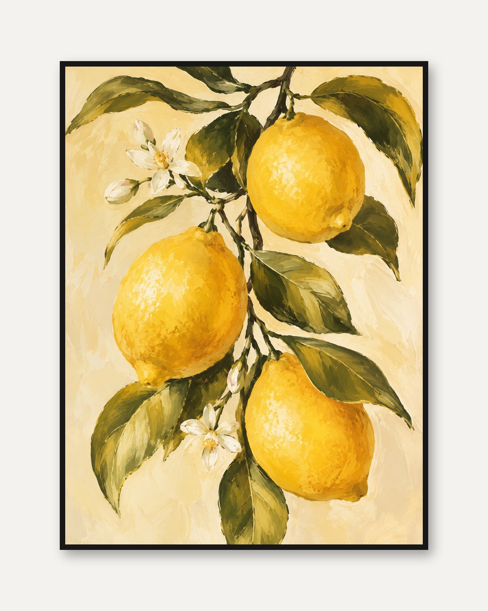 Lemon Botanical Print – Citrus Wall Art - framed