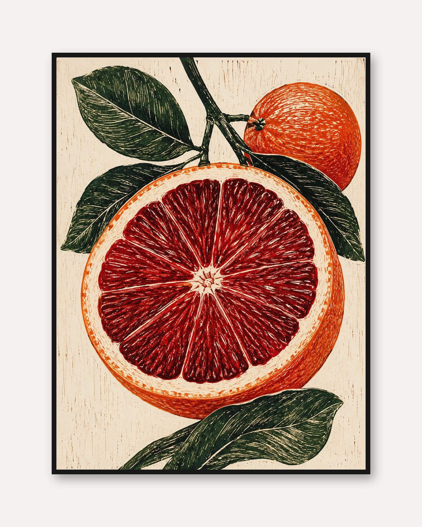 Blood Orange Wall Art – Citrus Fruit Print - framed