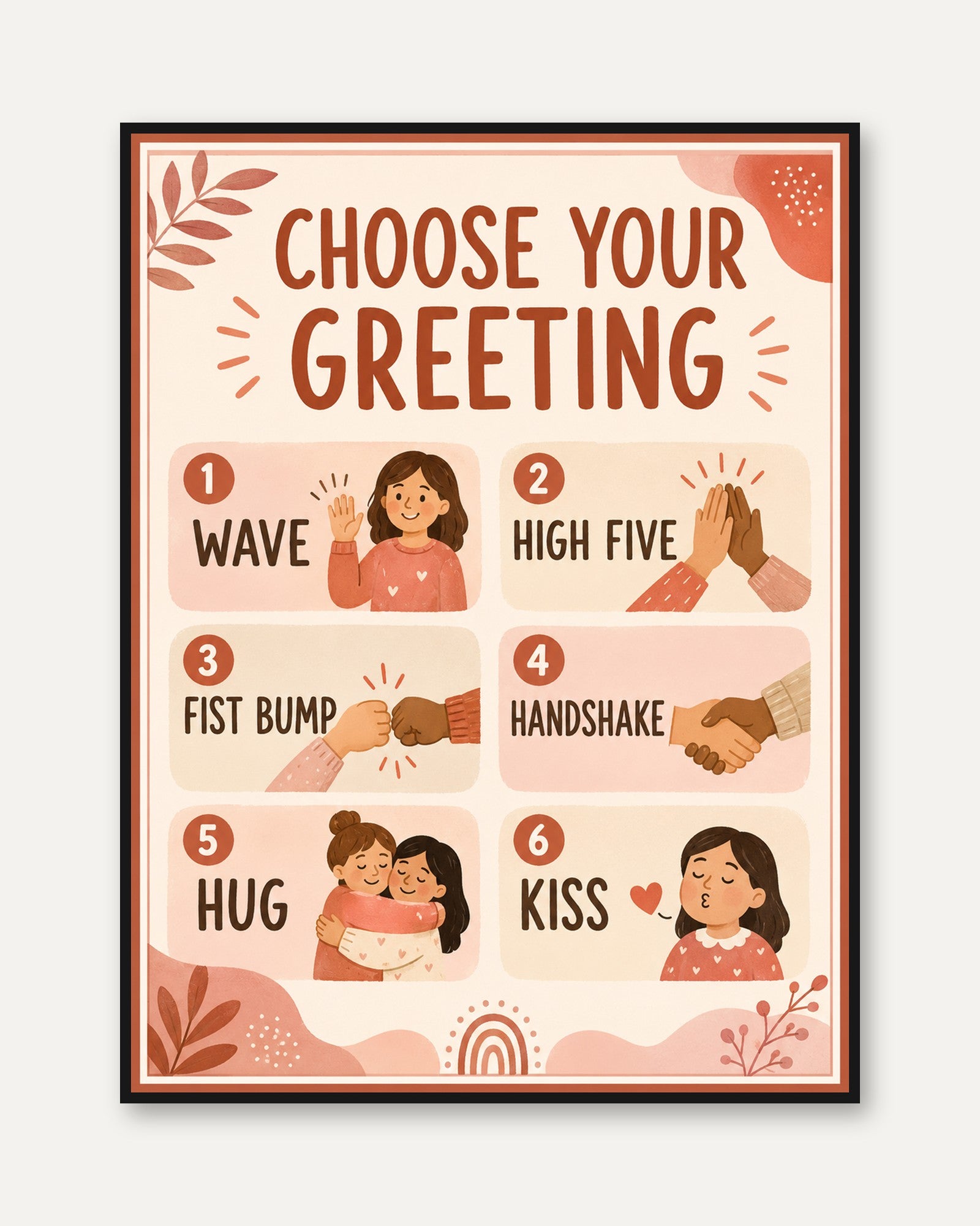 Choose Your Greeting Wall Art: Retro Educational Poster Design - framed