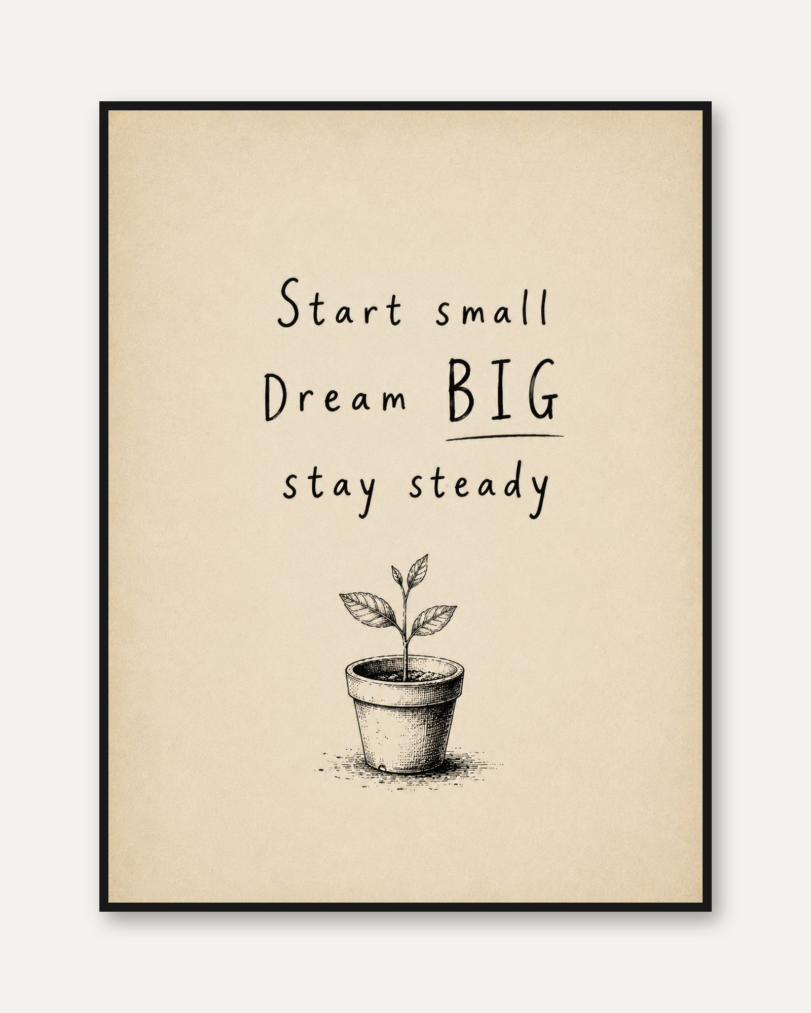 Growth Mindset Wall Art: Inspirational Quote Print (Minimalist - framed