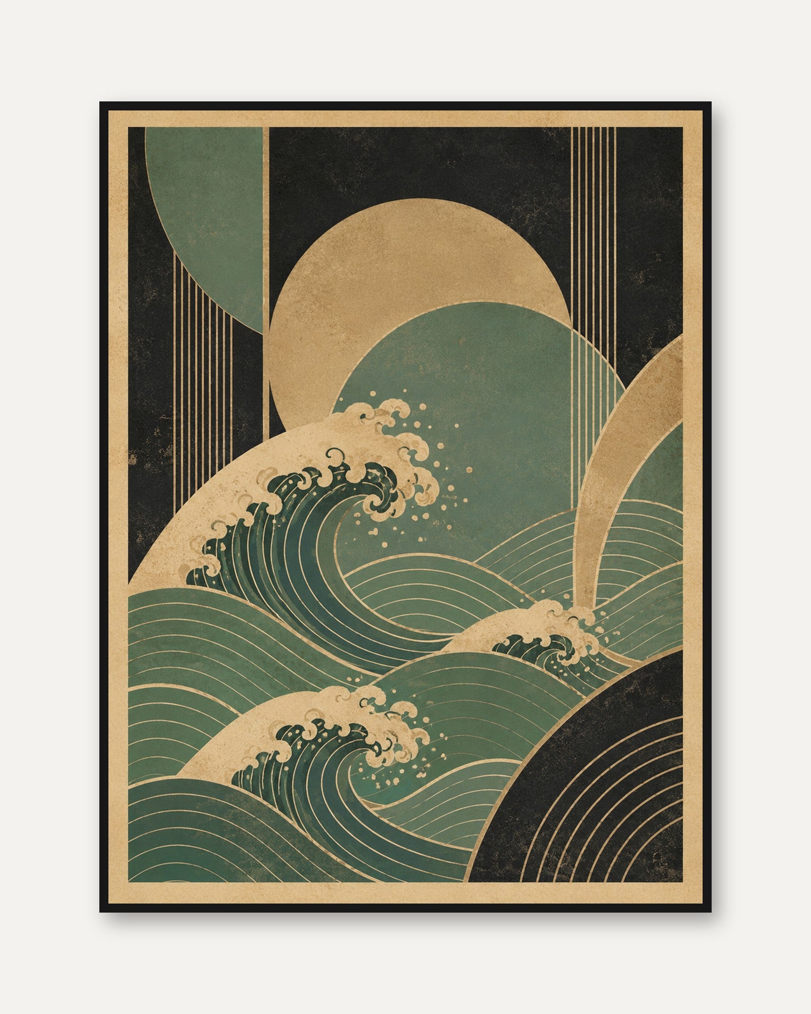 Vintage Japanese Wave Wall Art - framed