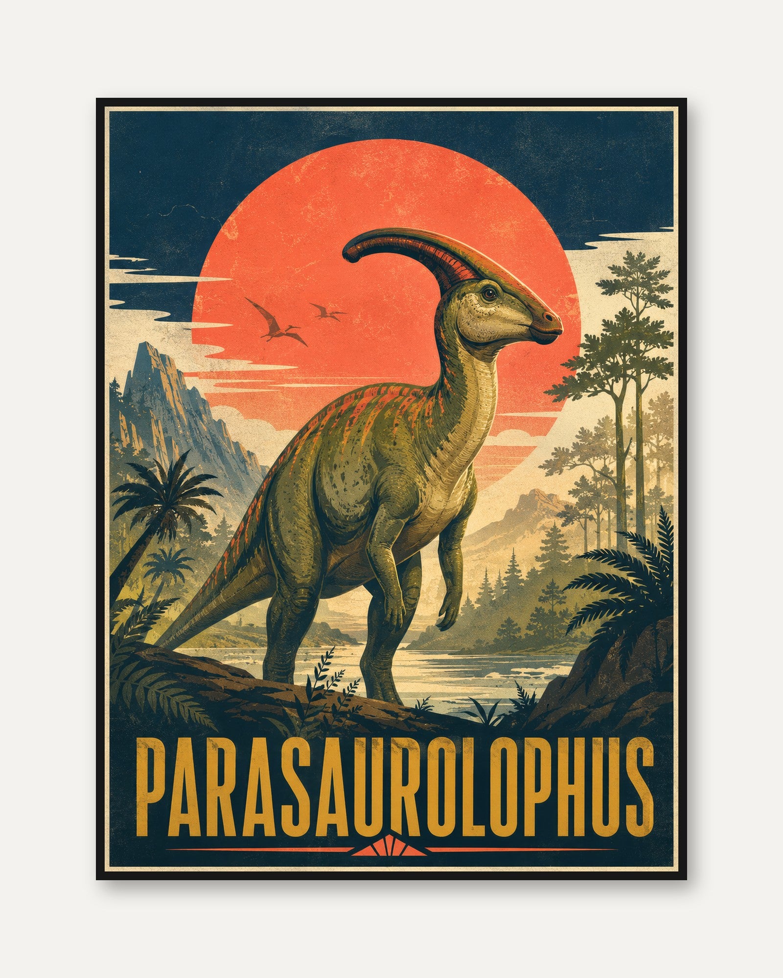 Parasaurolophus Dinosaur Print - framed