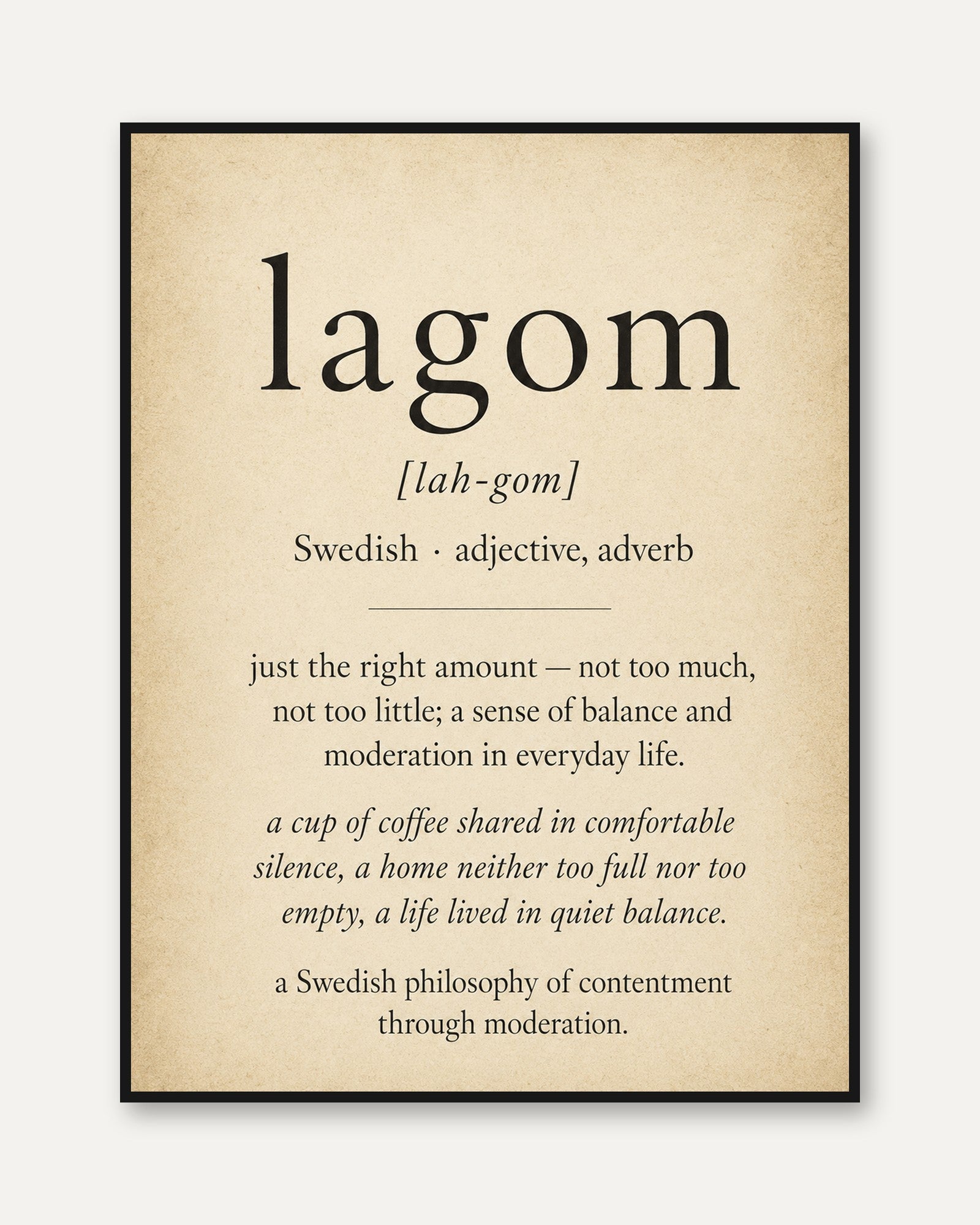 Lagom Wall Art – Swedish Definition Print - framed