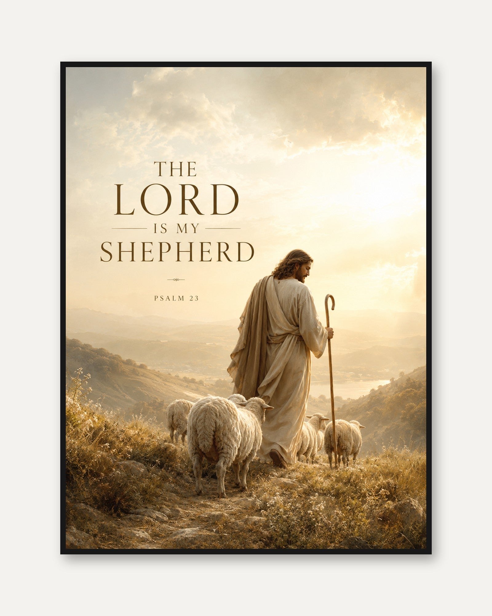 Psalm 23 Wall Art – Scripture Print - framed