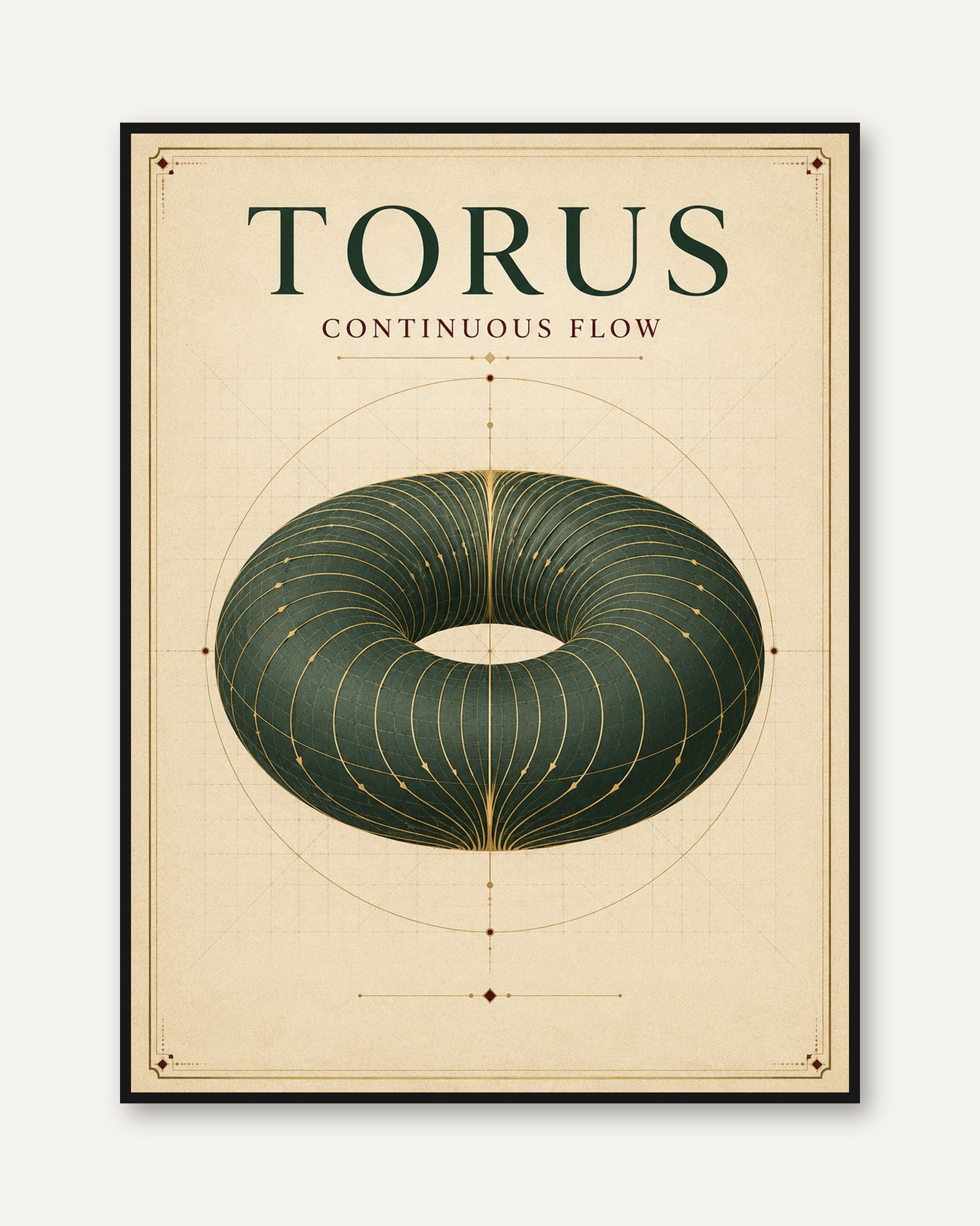 Geometric Wall Art – Torus Mathematics Print - framed