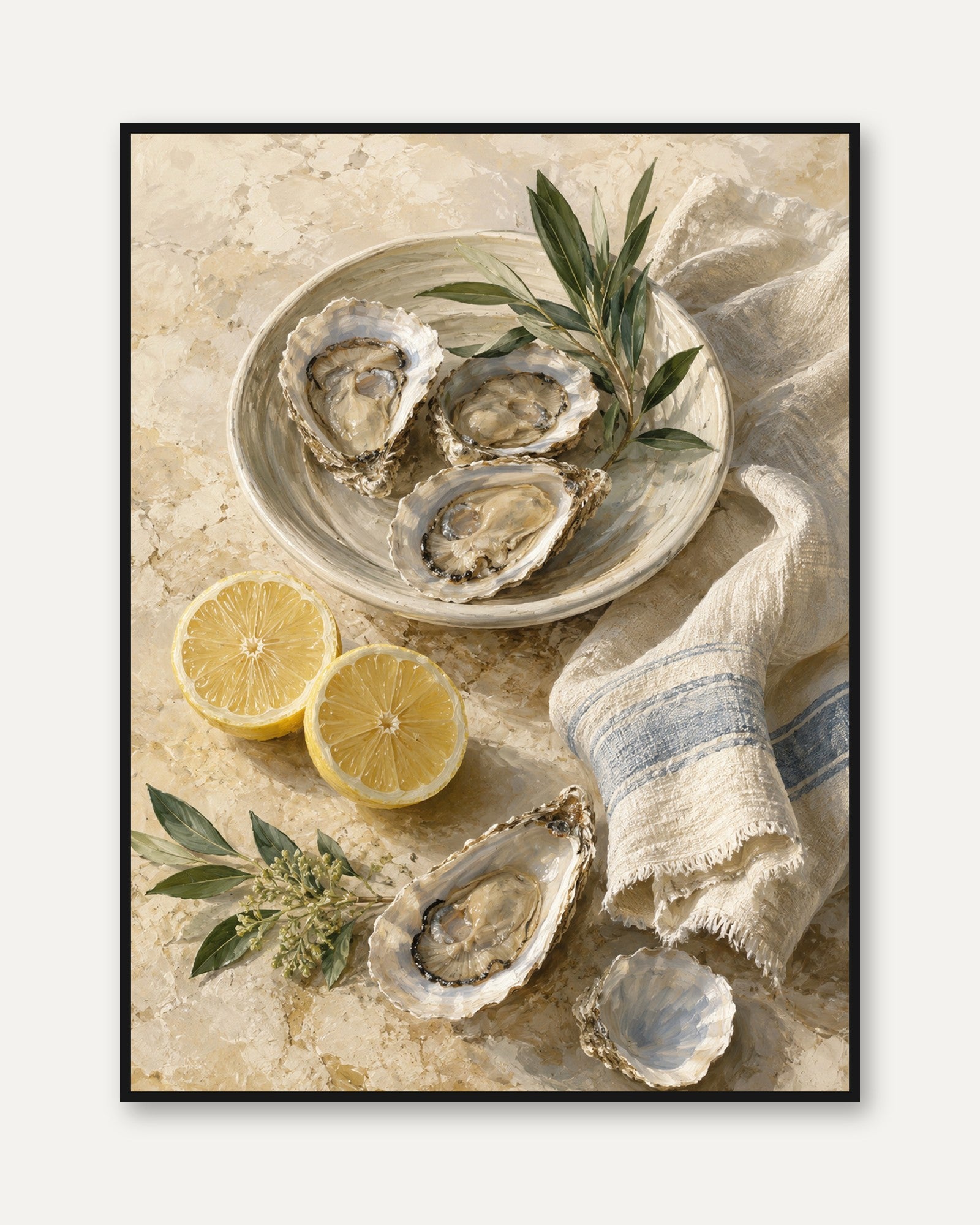 Oyster Wall Art – Seafood Kitchen Print - framed
