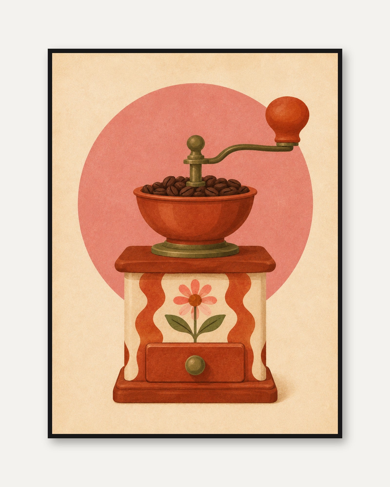 Vintage Coffee Grinder – Retro Kitchen Wall Art - framed