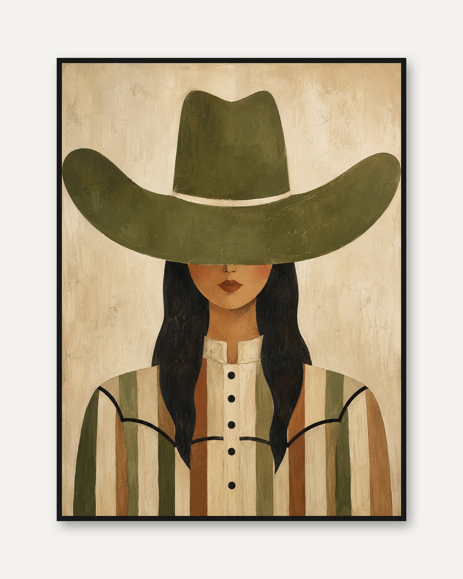 Western Woman Portrait – Cowgirl Wall Art - framed