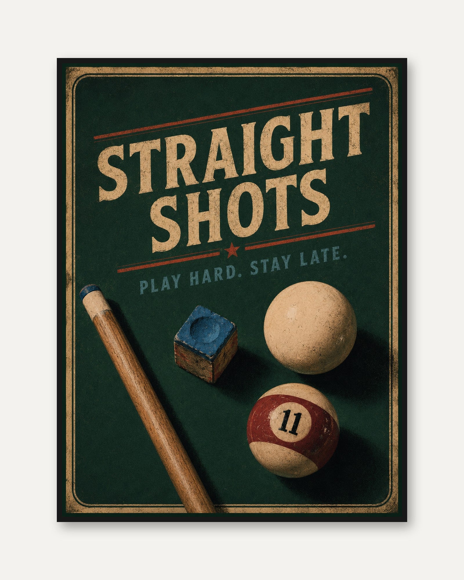 Pool Hall Wall Art – Vintage Billiard Poster - framed