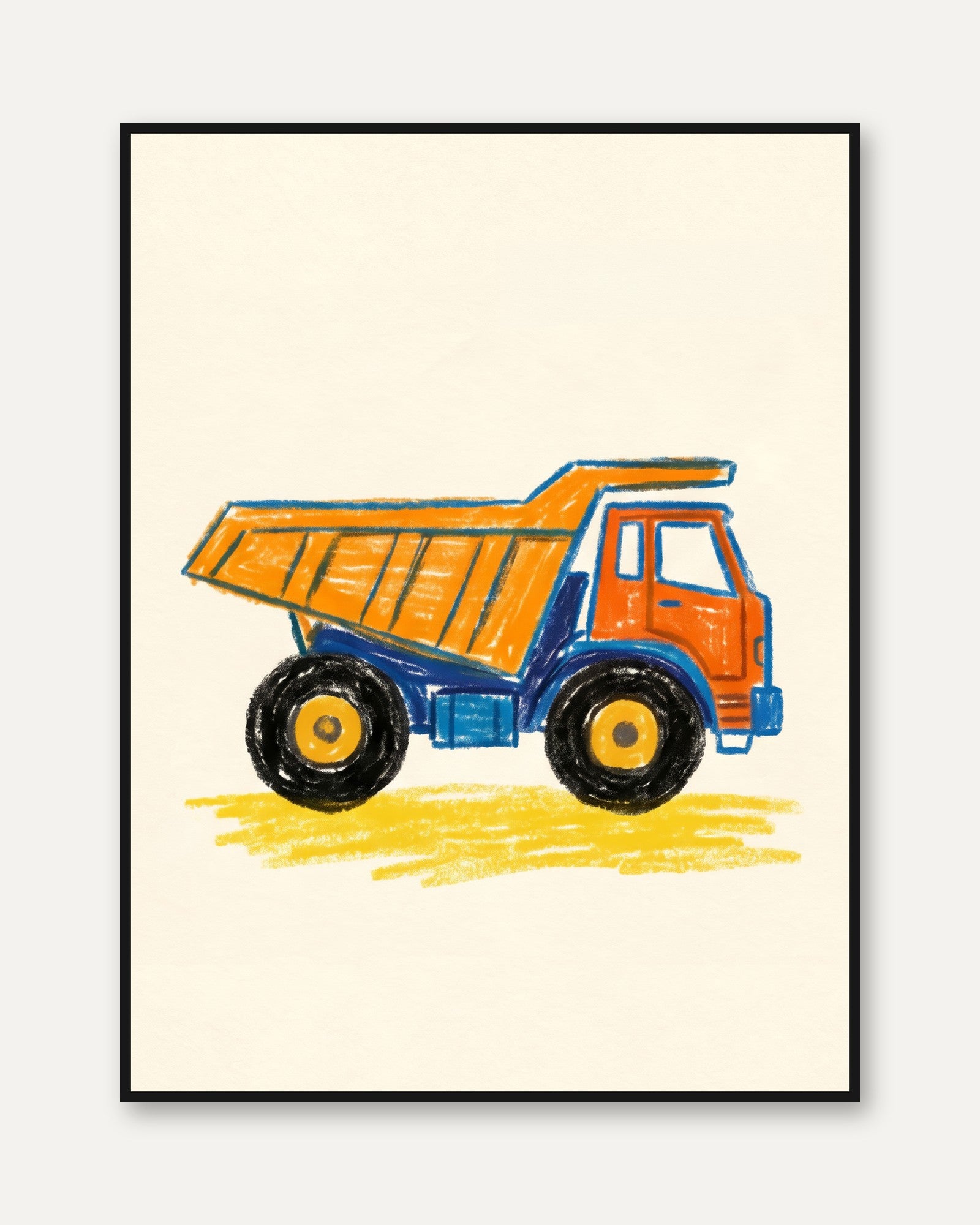 Kids Room Wall Art: Playful Toy Dump Truck - framed