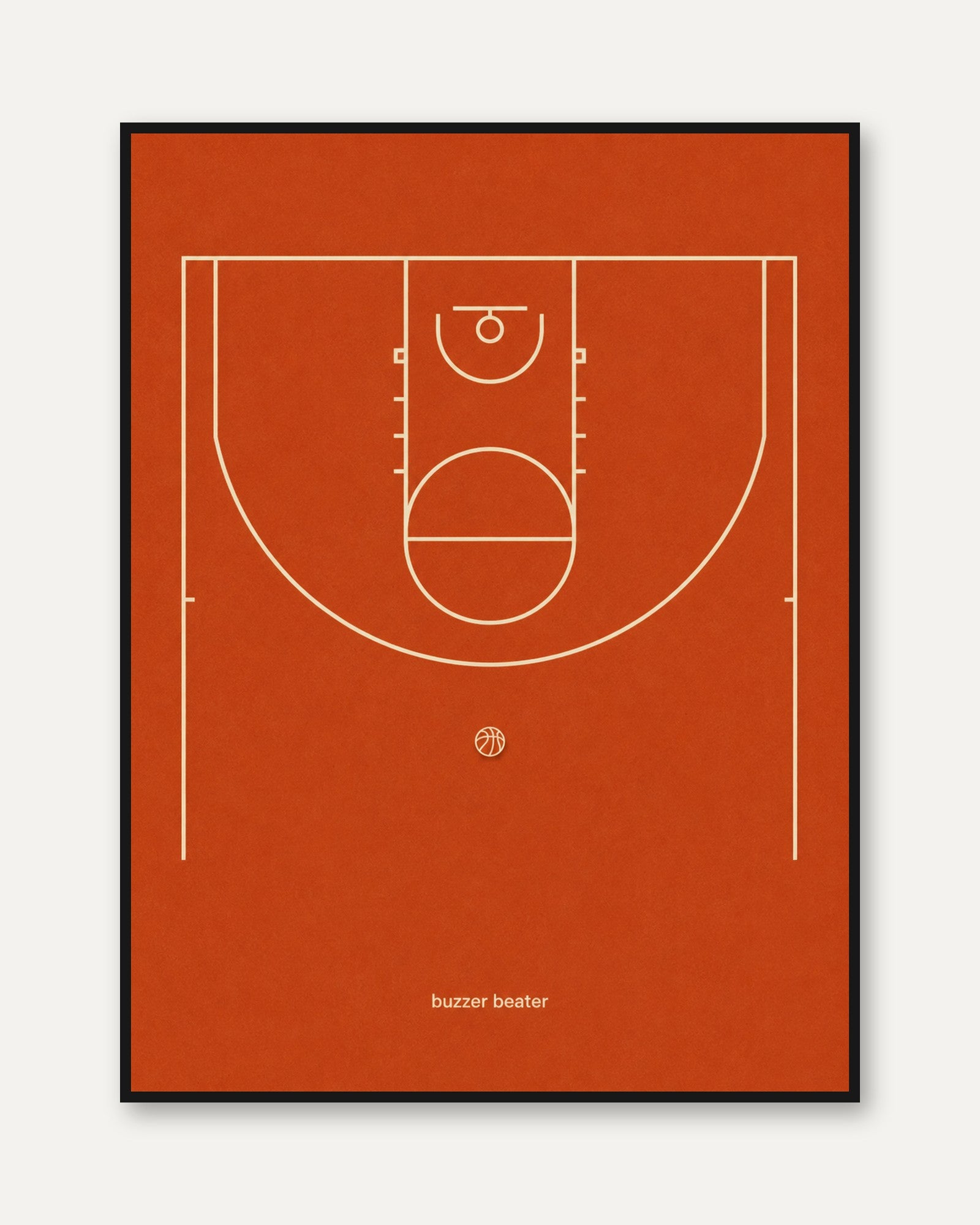 Basketball Court Poster – Minimalist Sports Print - framed
