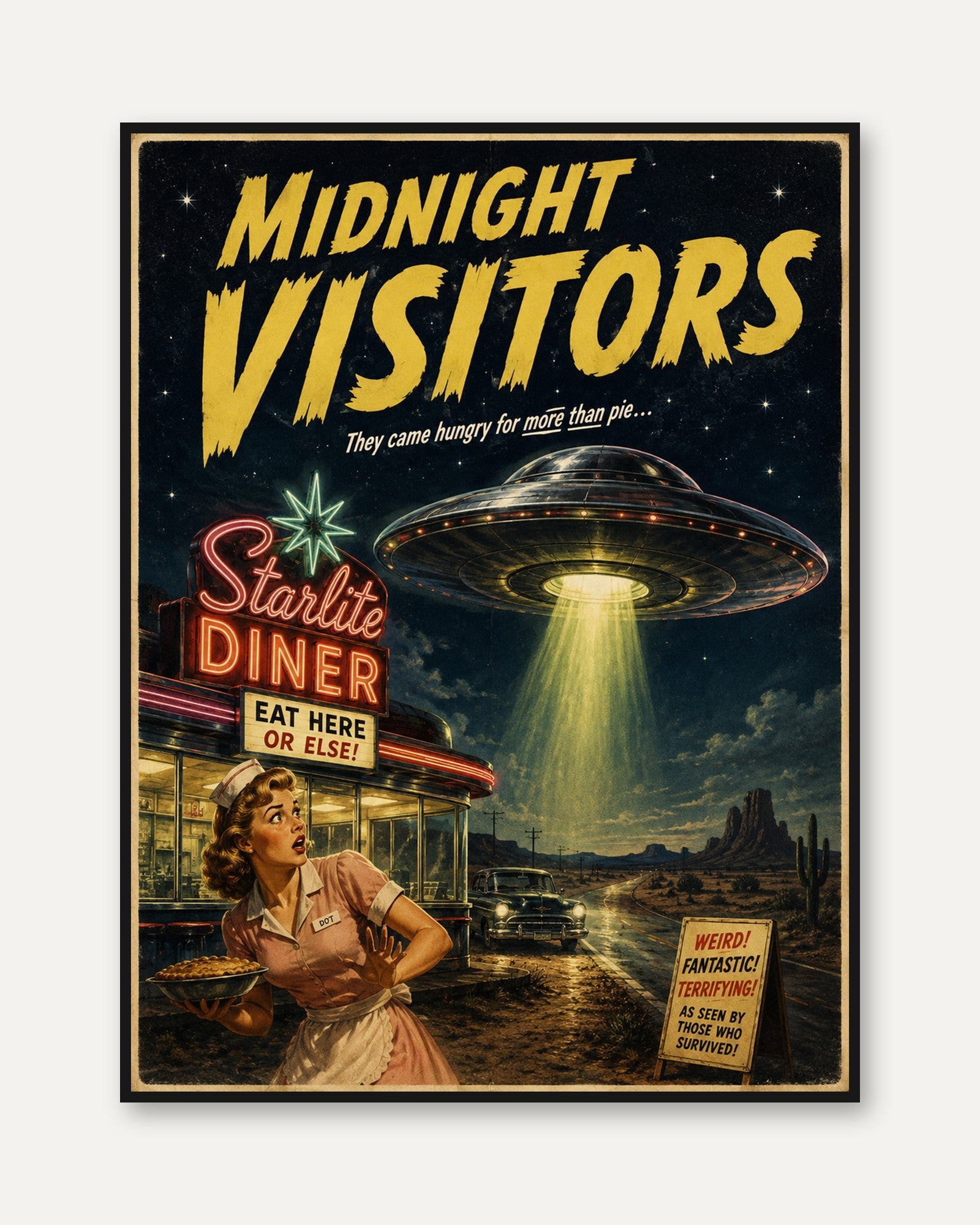 Retro Diner Wall Art – UFO Poster - framed