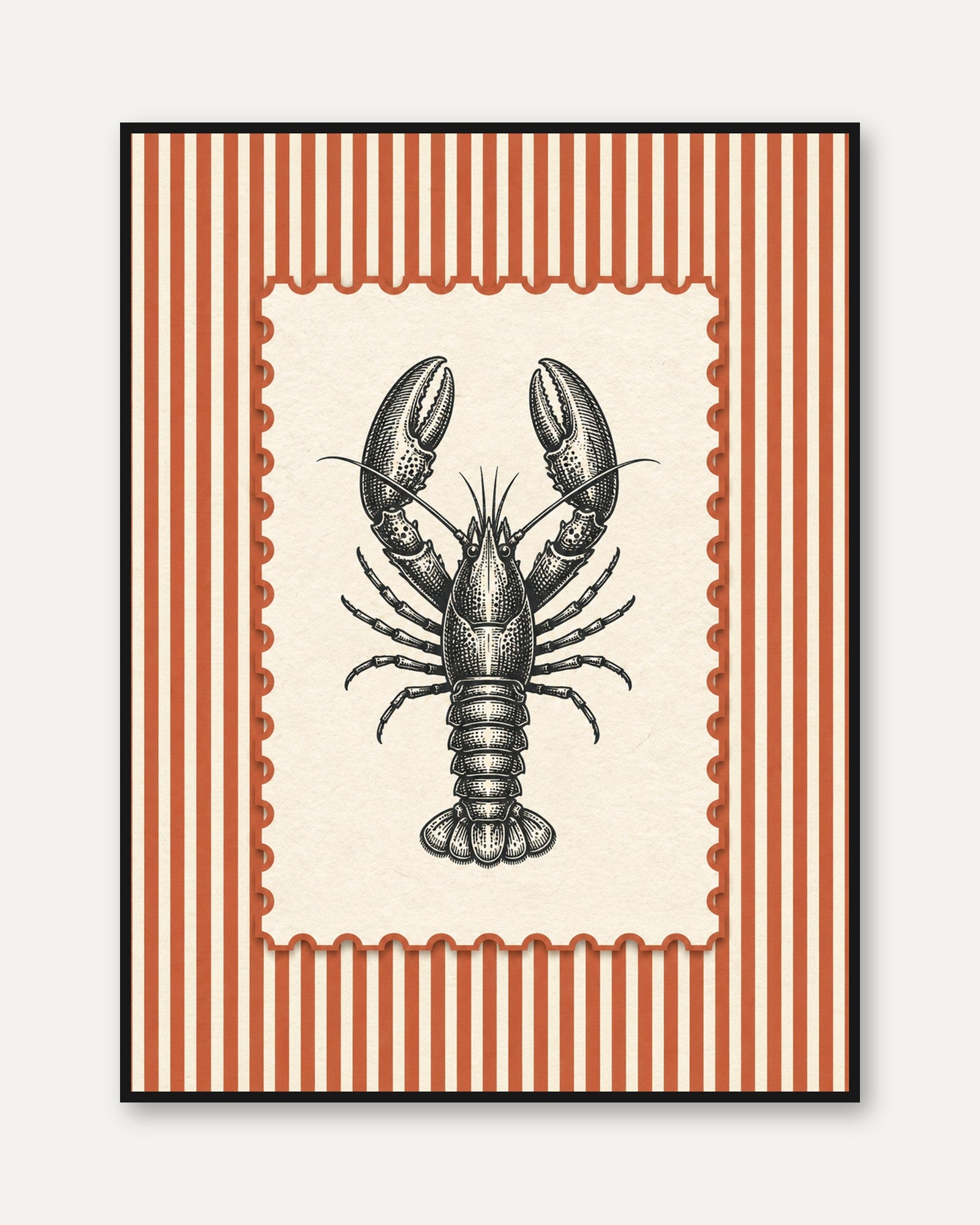 Lobster Wall Art – Coastal Kitchen Decor - framed