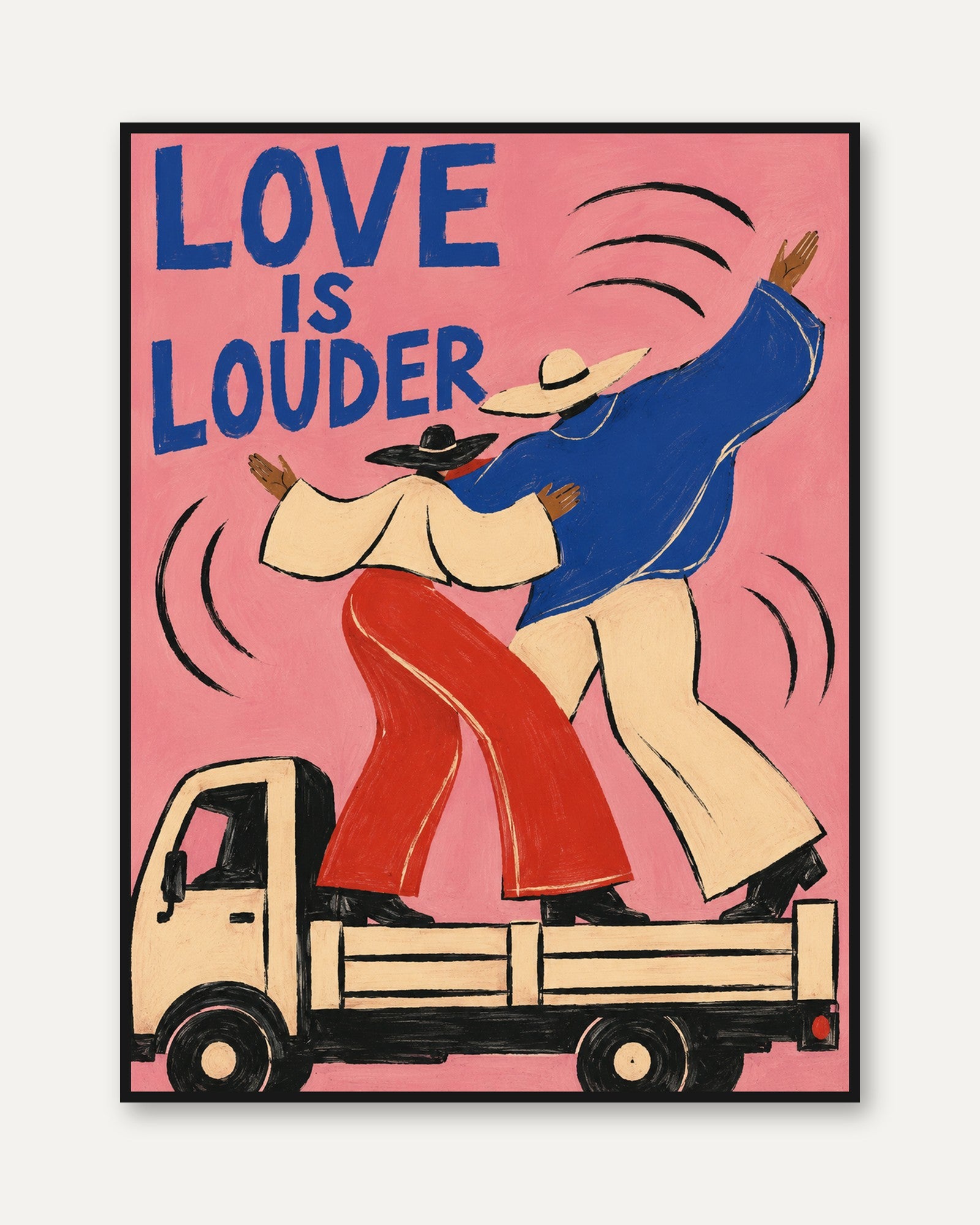 Love Is Louder Poster – Retro Dance Print - framed