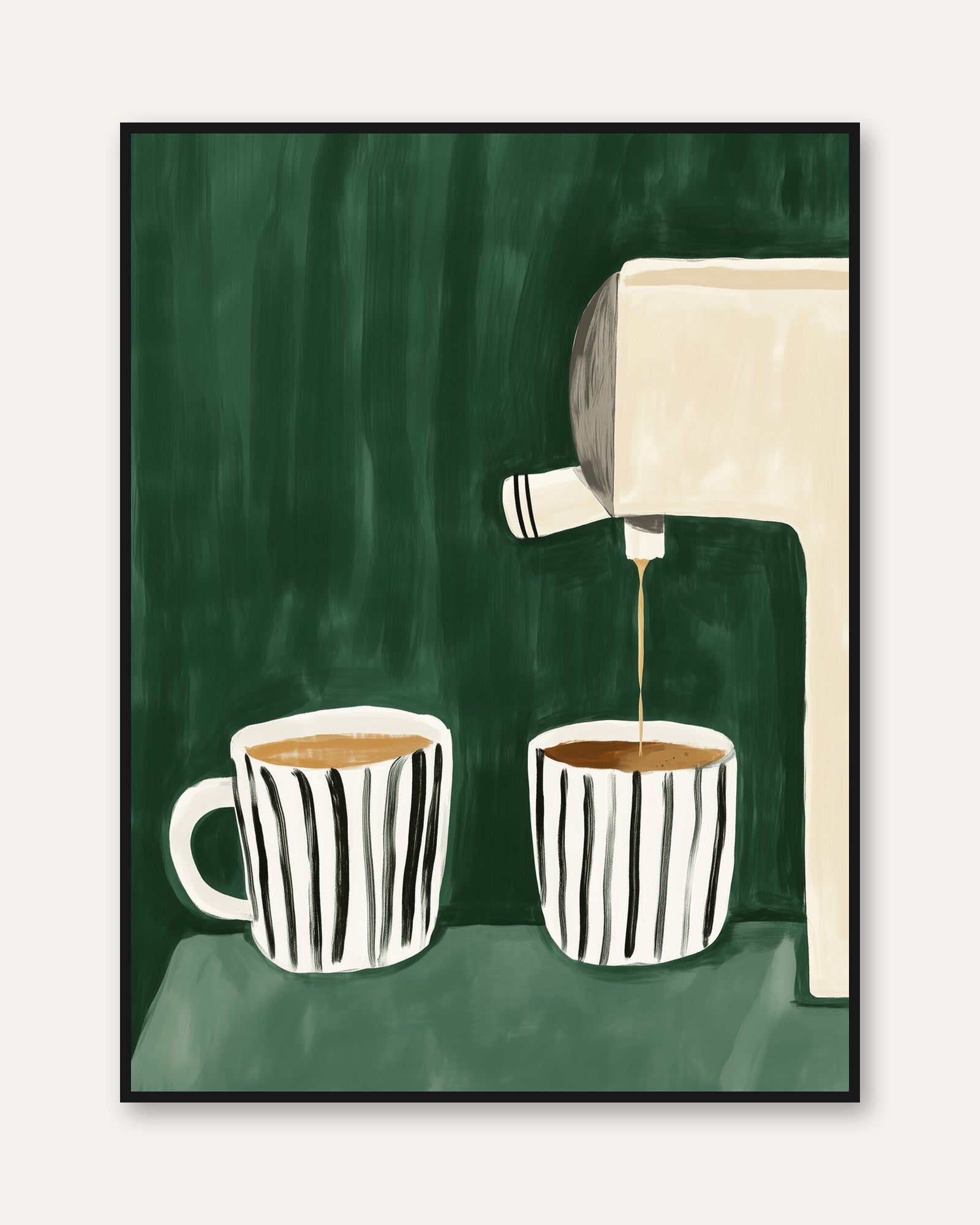 Coffee Art Print: Scandinavian Style Kitchen Decor (A4 and Larger) - framed