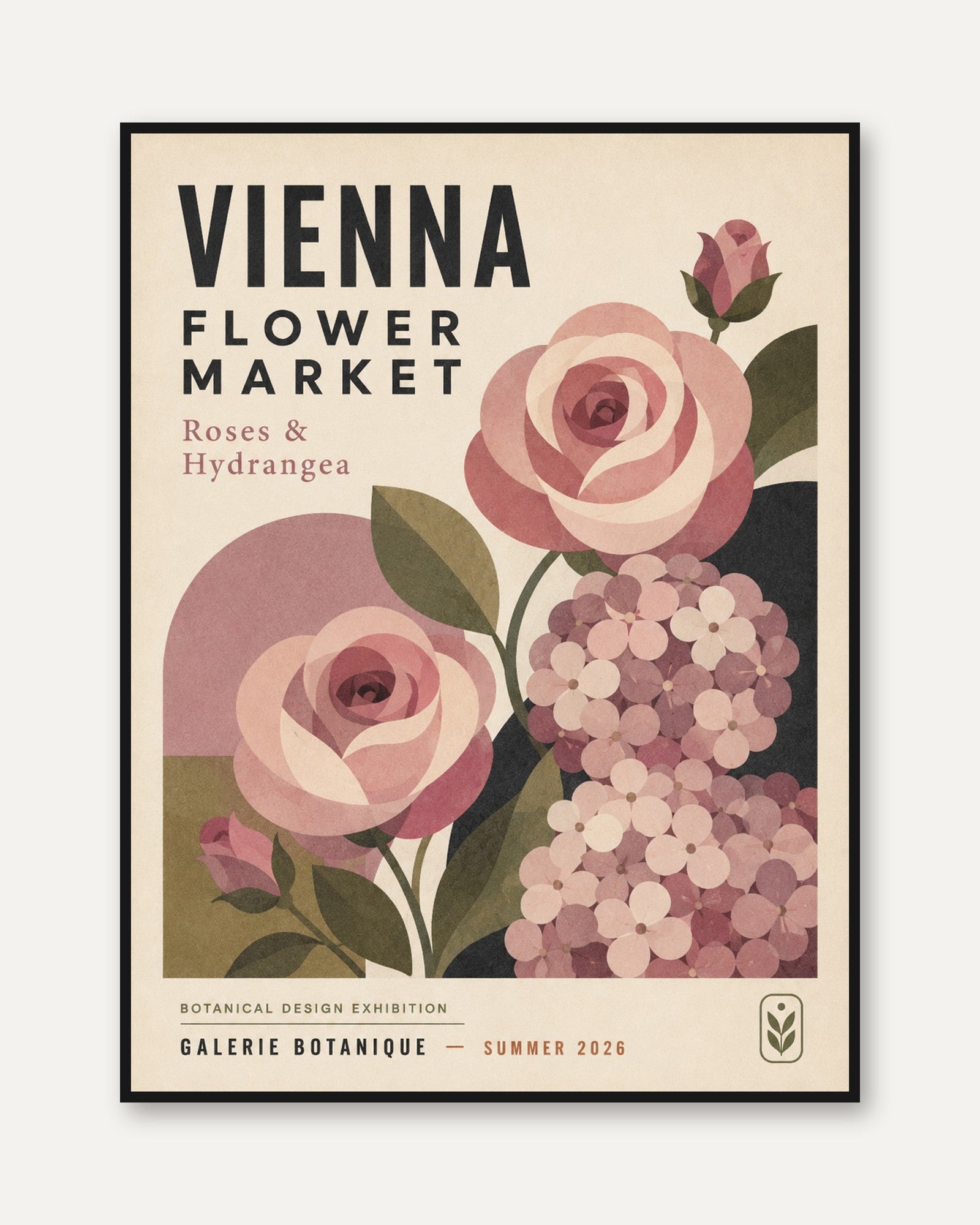 Vienna Flower Market Poster — Botanical Exhibition Print - framed