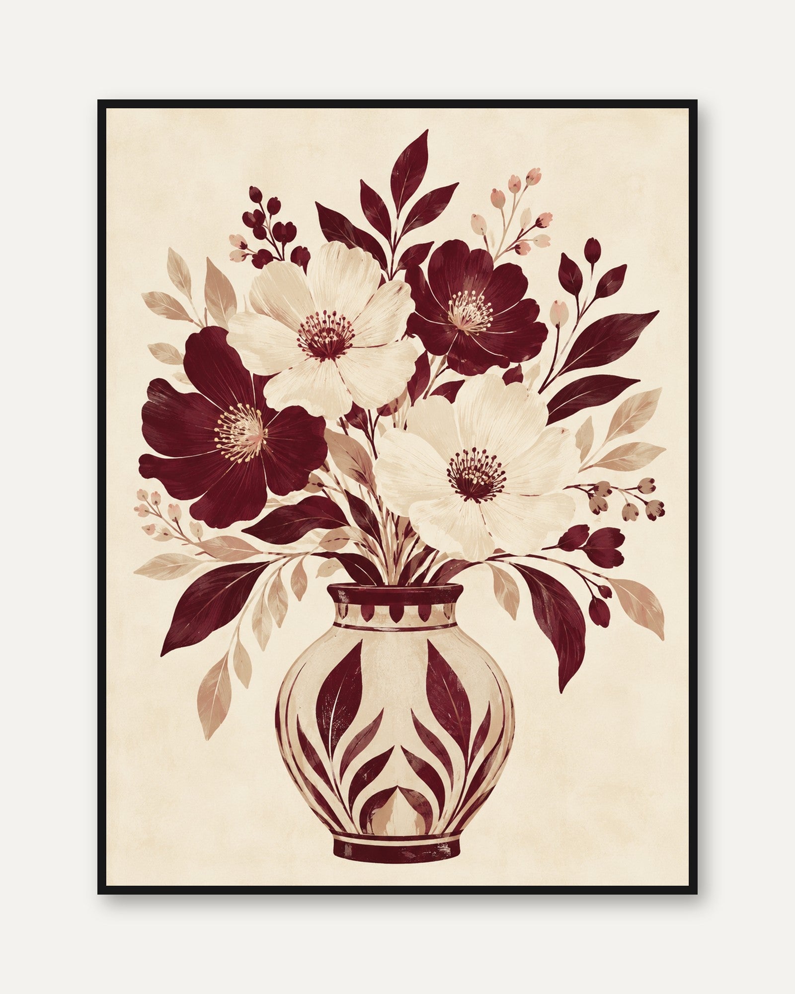 Floral Vase Wall Art - framed