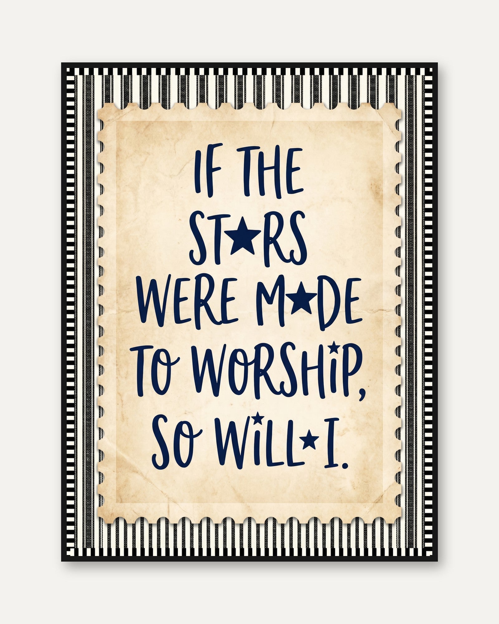 Inspirational Star Quote Print: Vintage Typography - framed