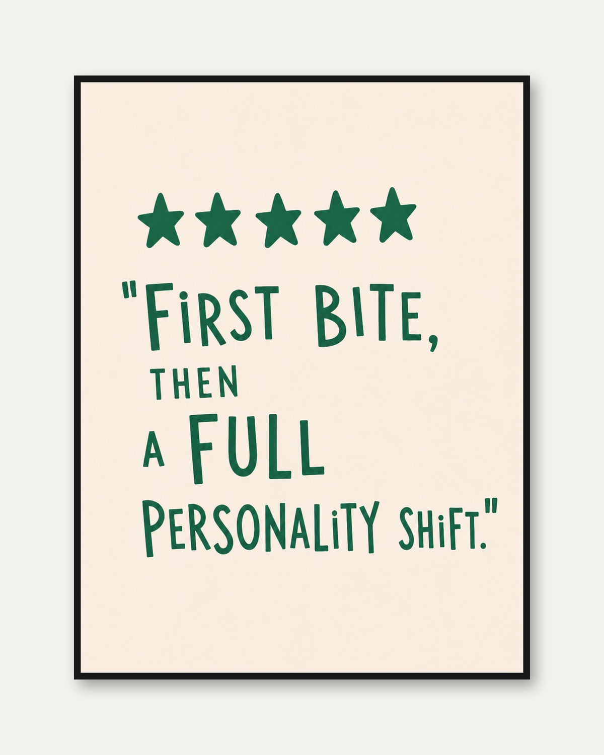 Food Review Quote Art Print: Humorous Kitchen Wall Art - framed