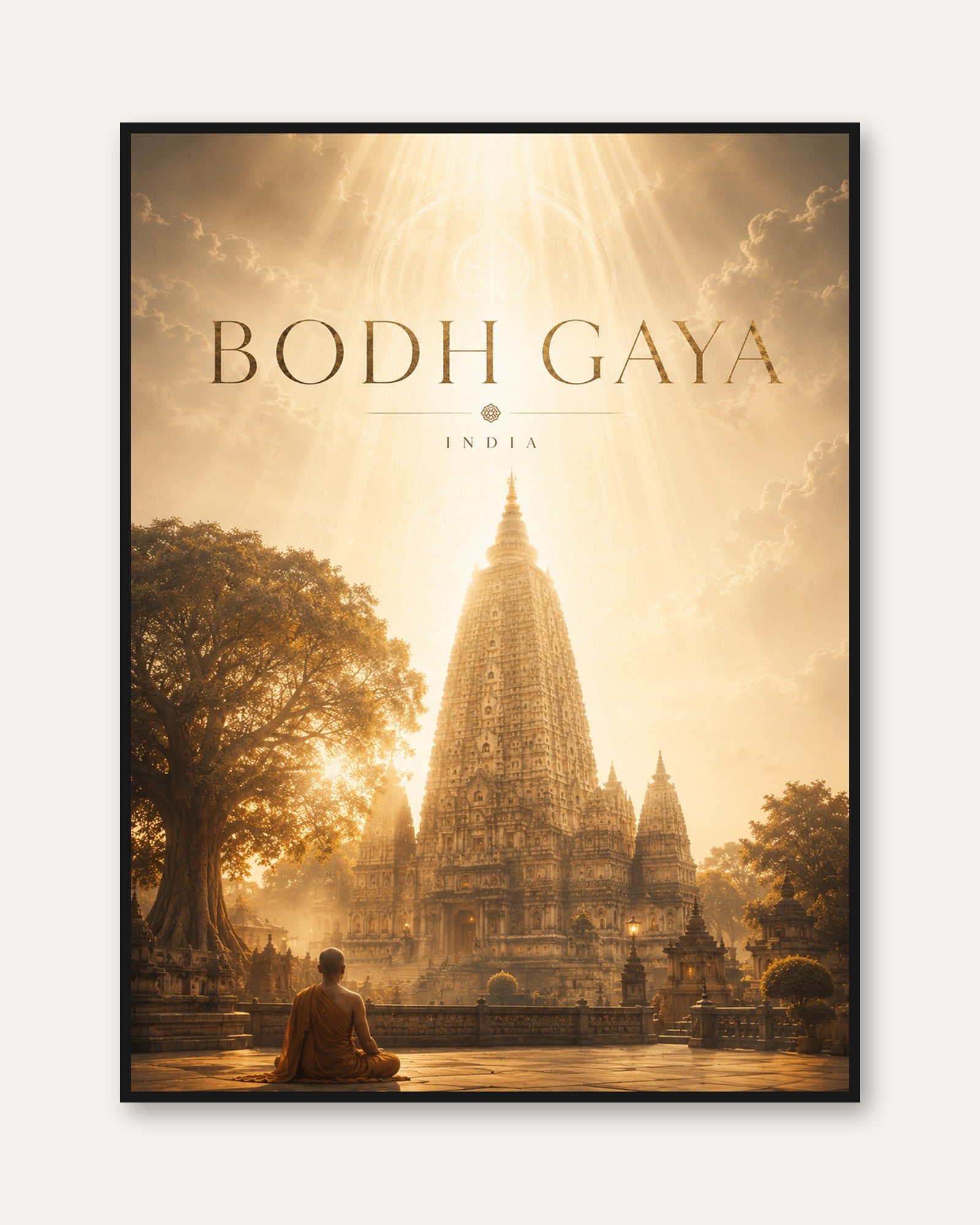 Bodhi Gaya Travel Poster – India Wall Art - framed