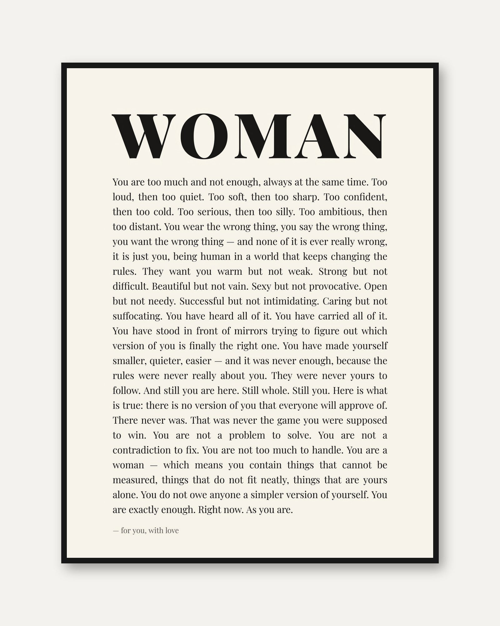 Woman Empowerment Print – Feminist Wall Art - framed