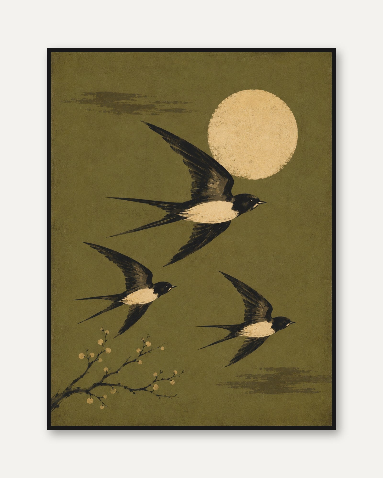 Vintage Swallow Bird Print - framed