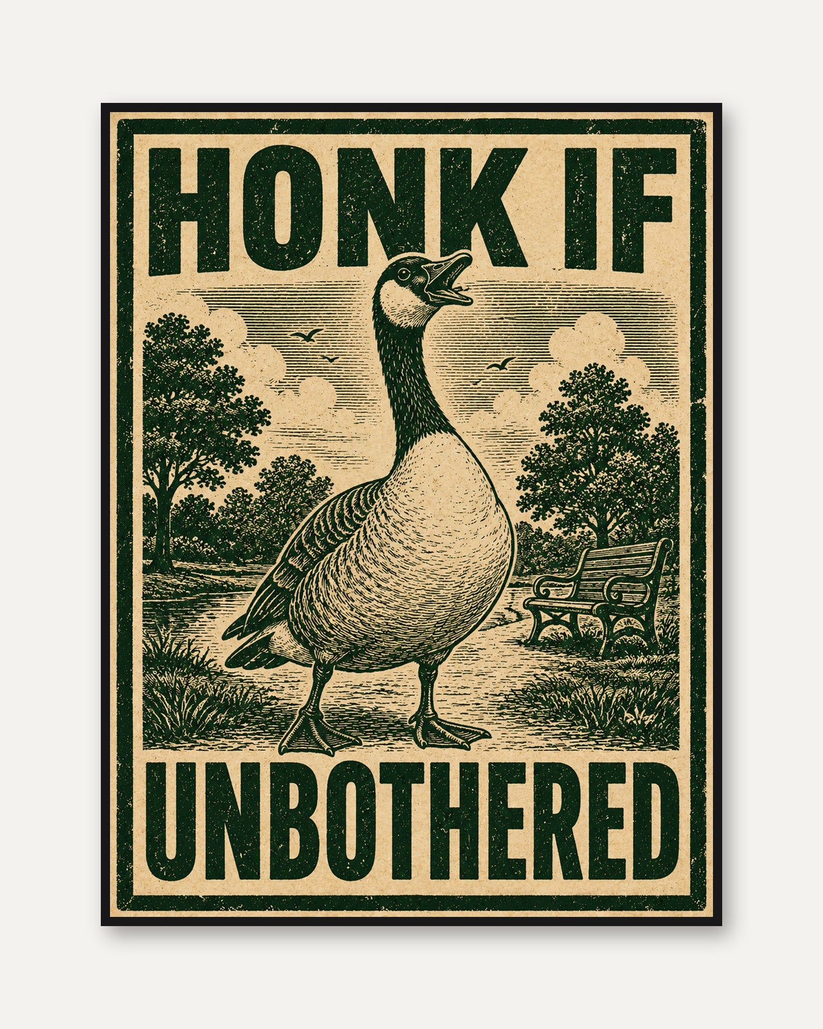 Goose Wall Art Print: Funny Vintage Propaganda - framed