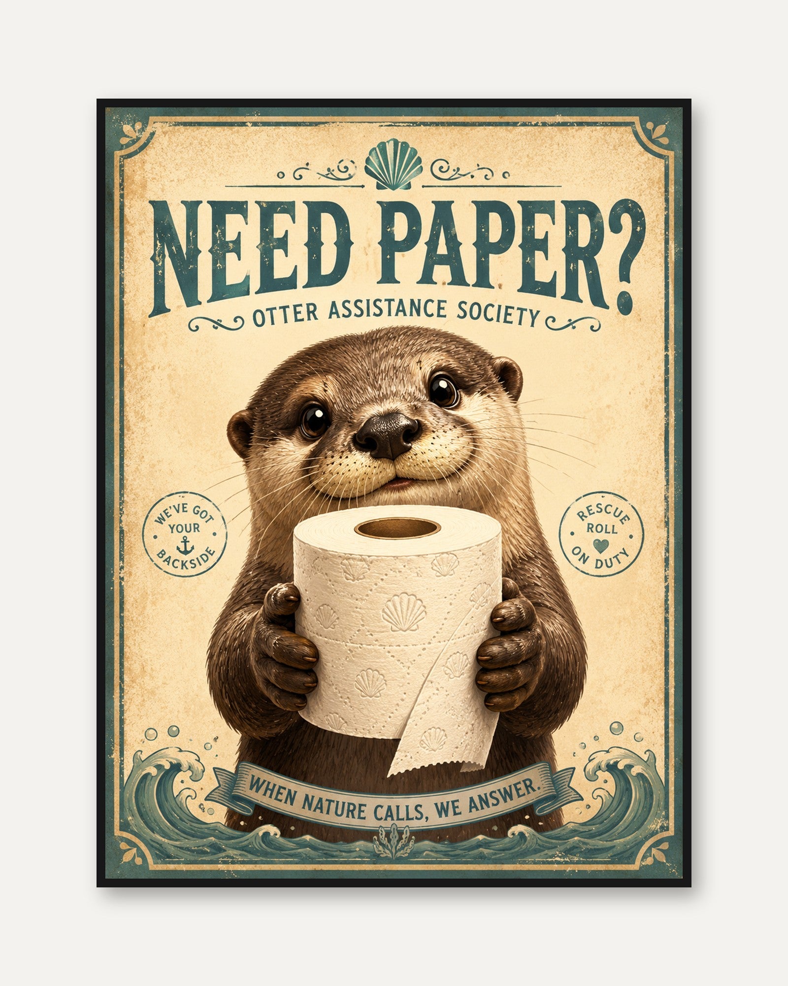 Otter Bathroom Print - framed
