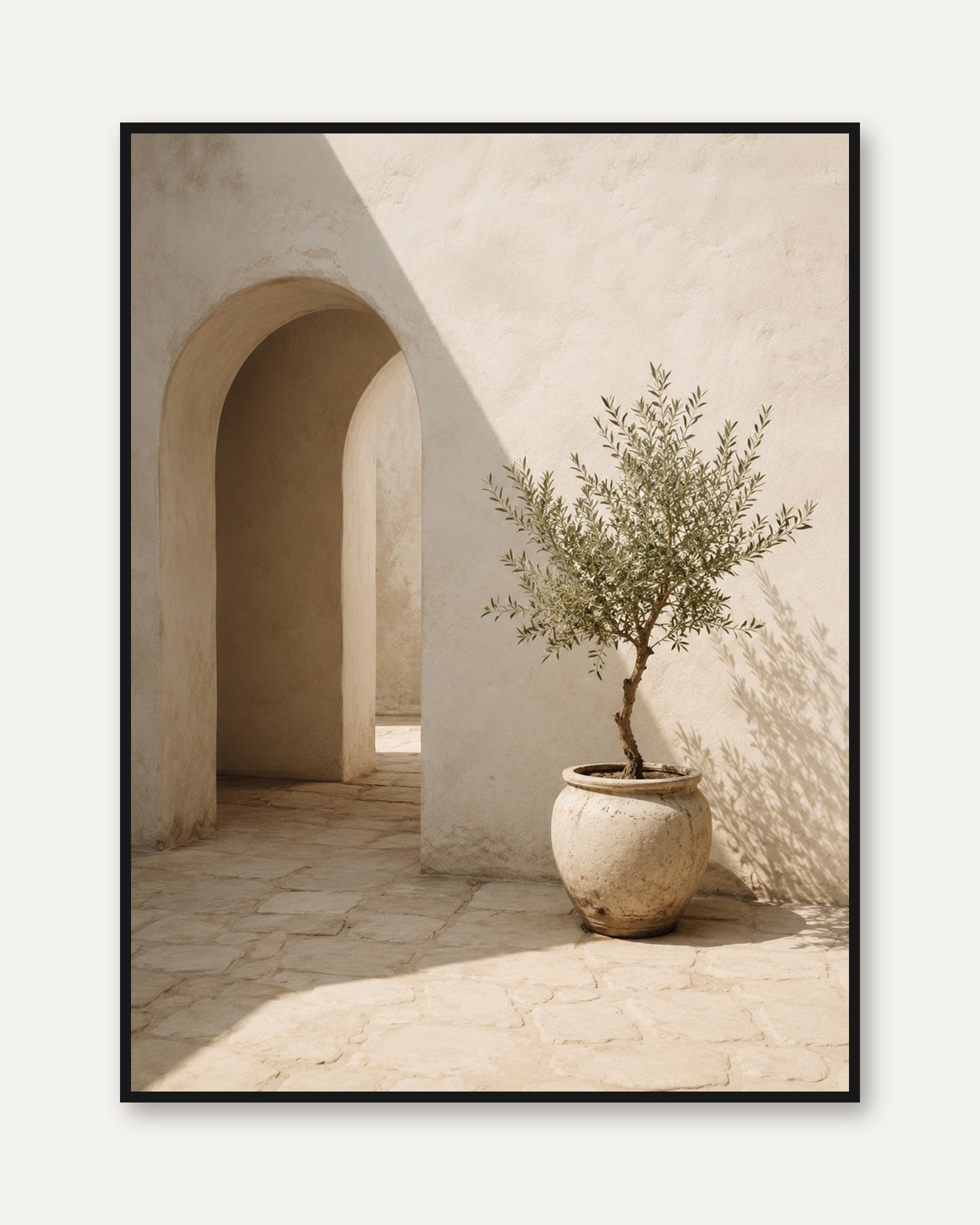 Mediterranean Archway Print: Olive Tree Courtyard - framed