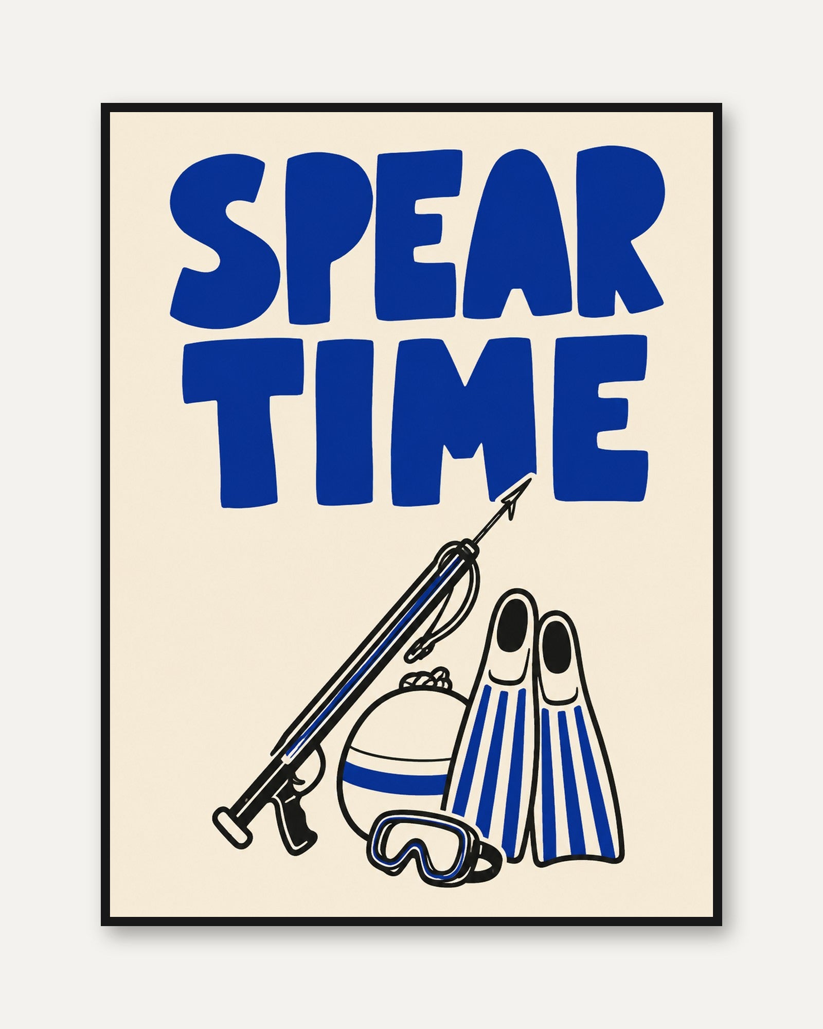 Spearfishing Wall Art – Retro Typography Print - framed