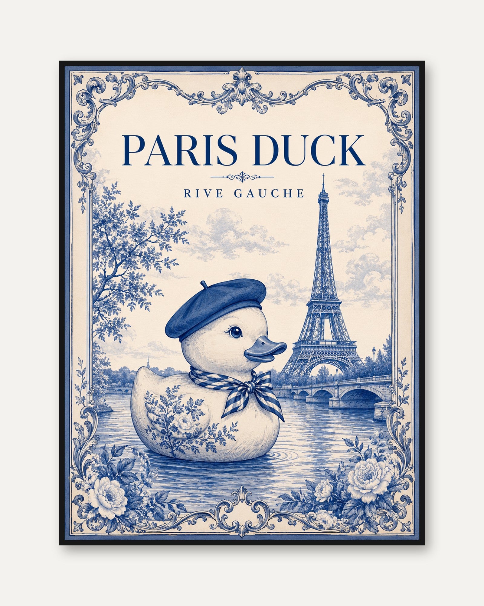 Paris Vintage Poster – French Duck Wall Art - framed