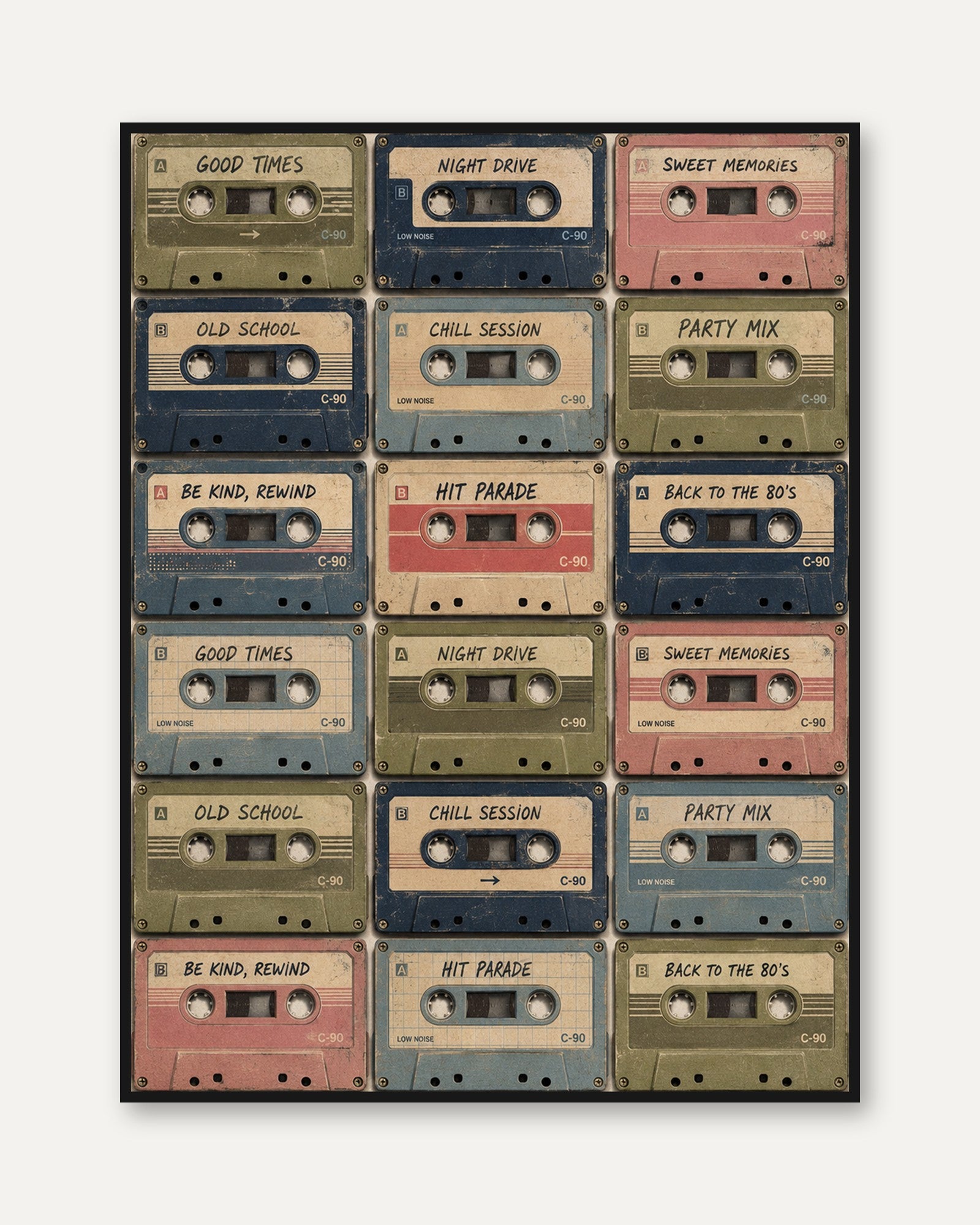 Cassette Tape Print: 1980s Retro Music Decor (Unframed Art Print) - framed