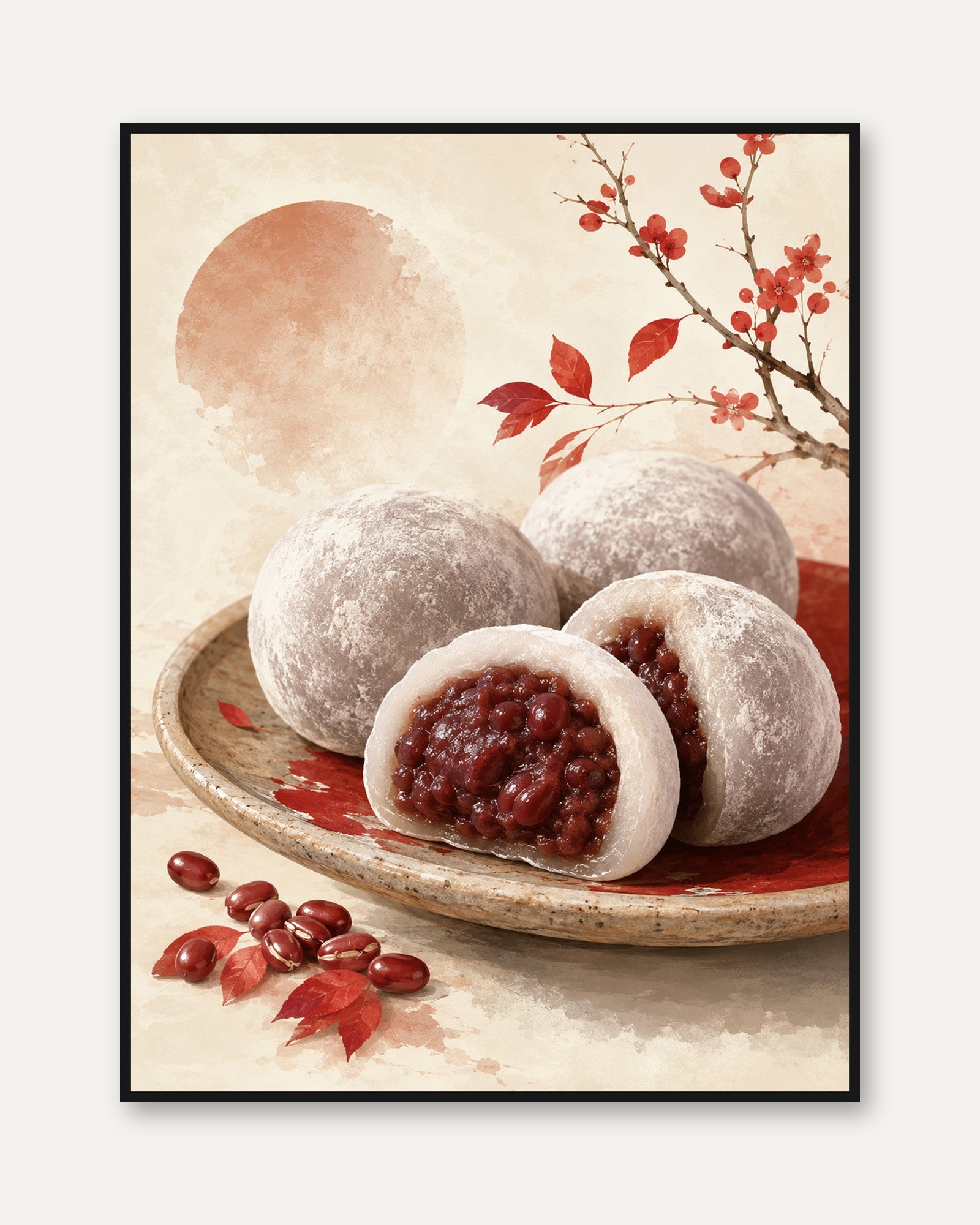 Mochi Wall Art – Japanese Dessert Print - framed