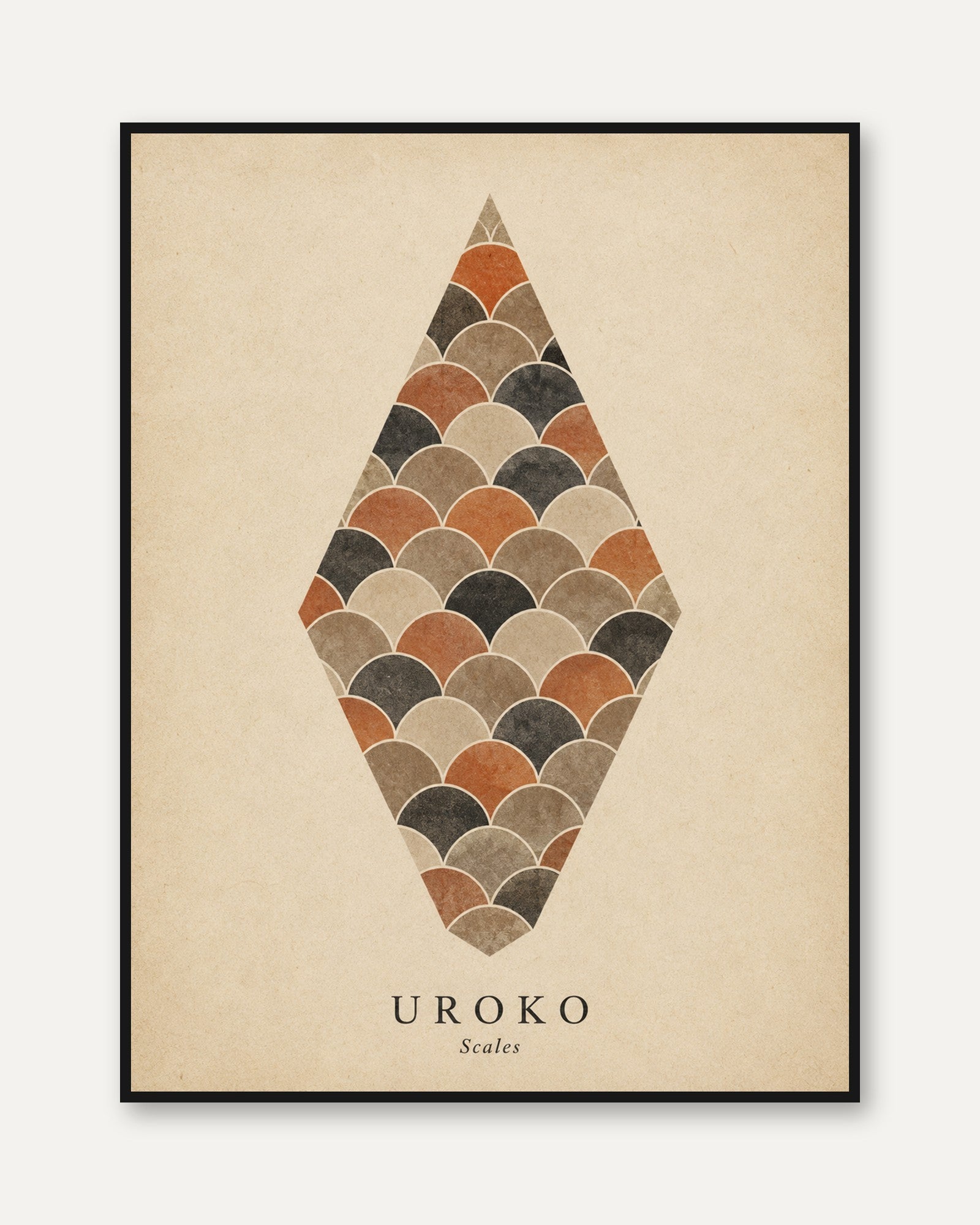 Uroko Scale Print: Minimalist Japanese Wall Art - framed