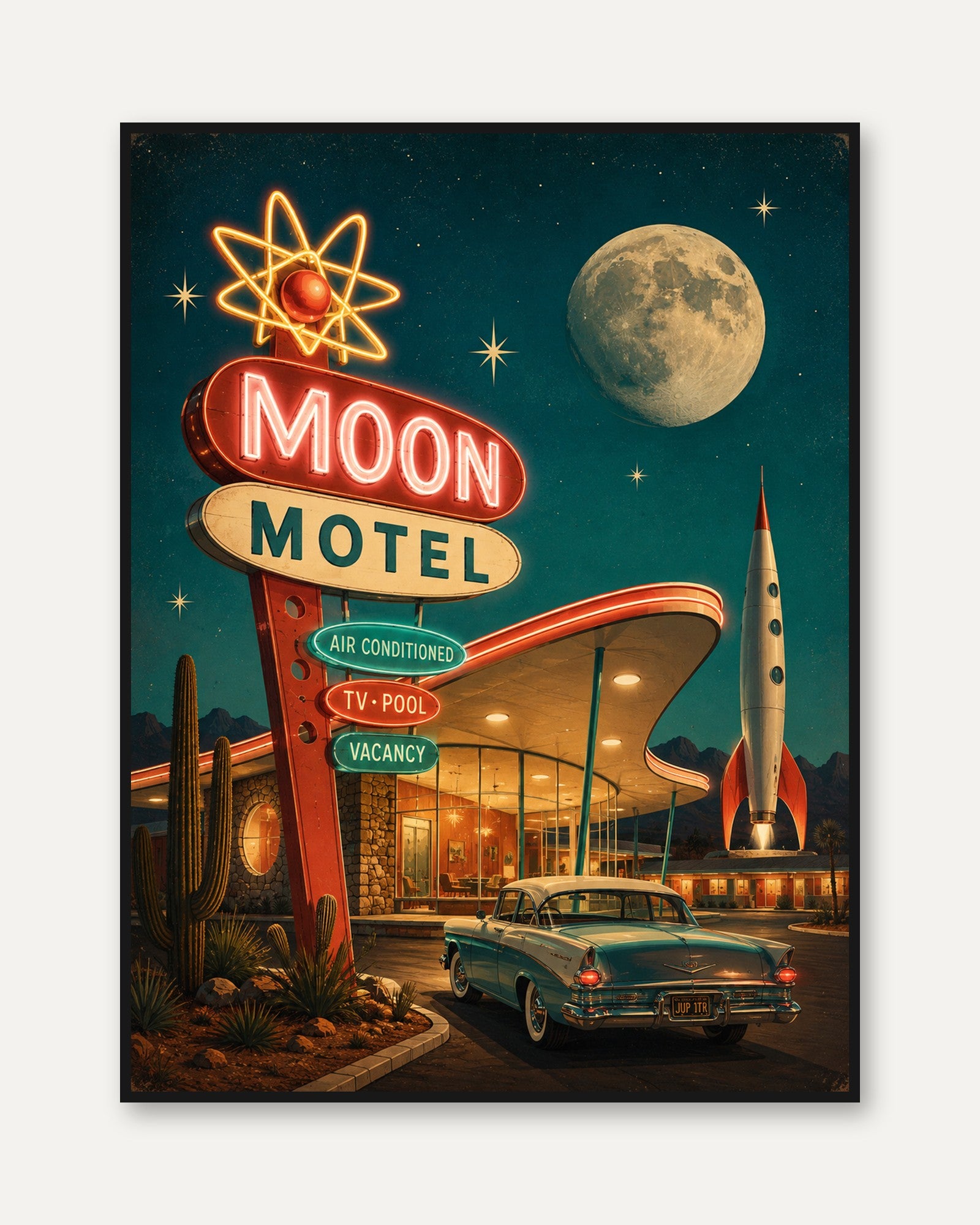 Retro Motel Wall Art - framed