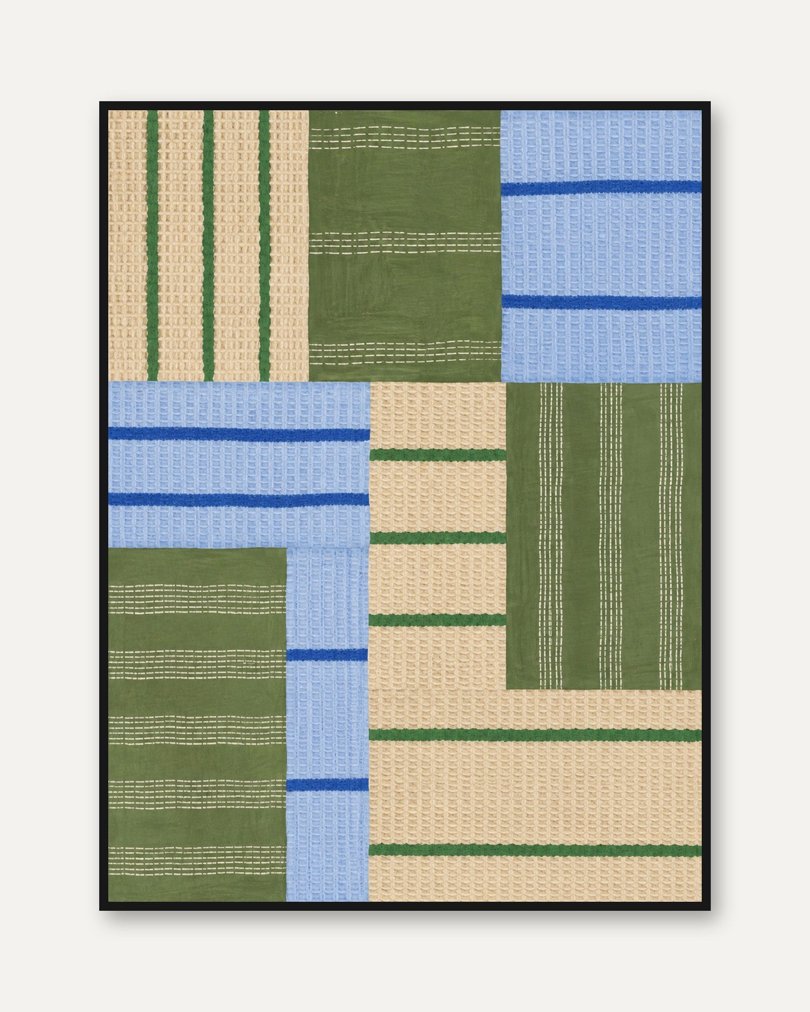 Textile Wall Art – Woven Geometric Print - framed