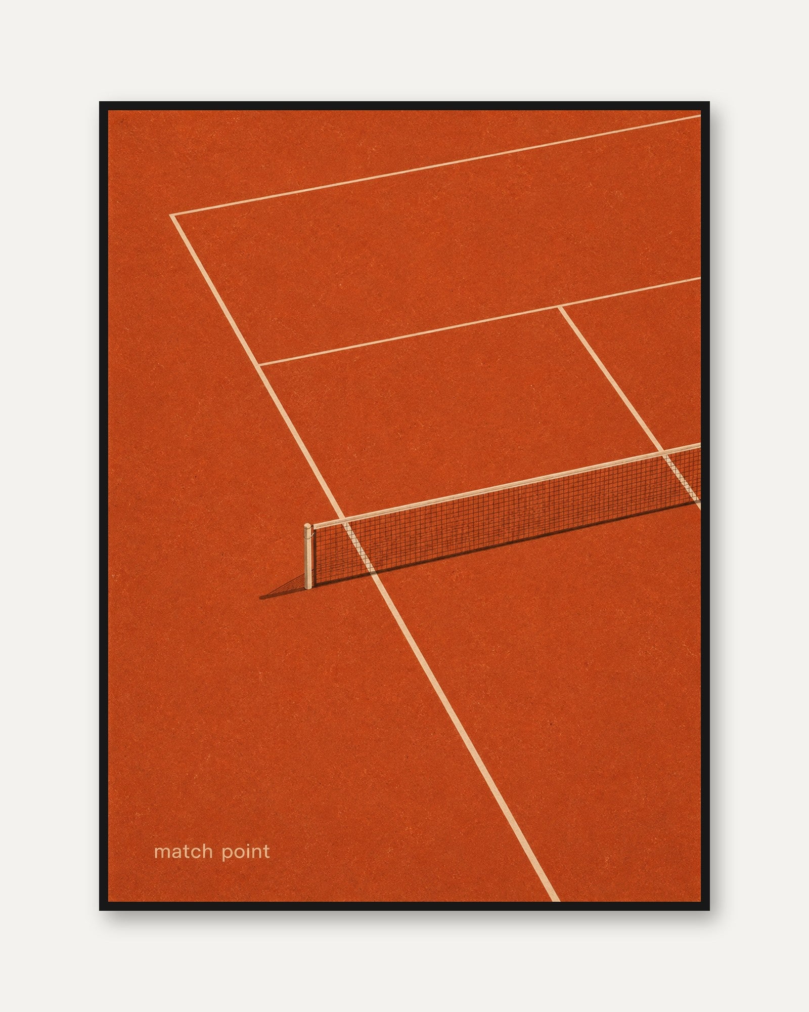Tennis Court Wall Art – Minimalist Sports Print - framed