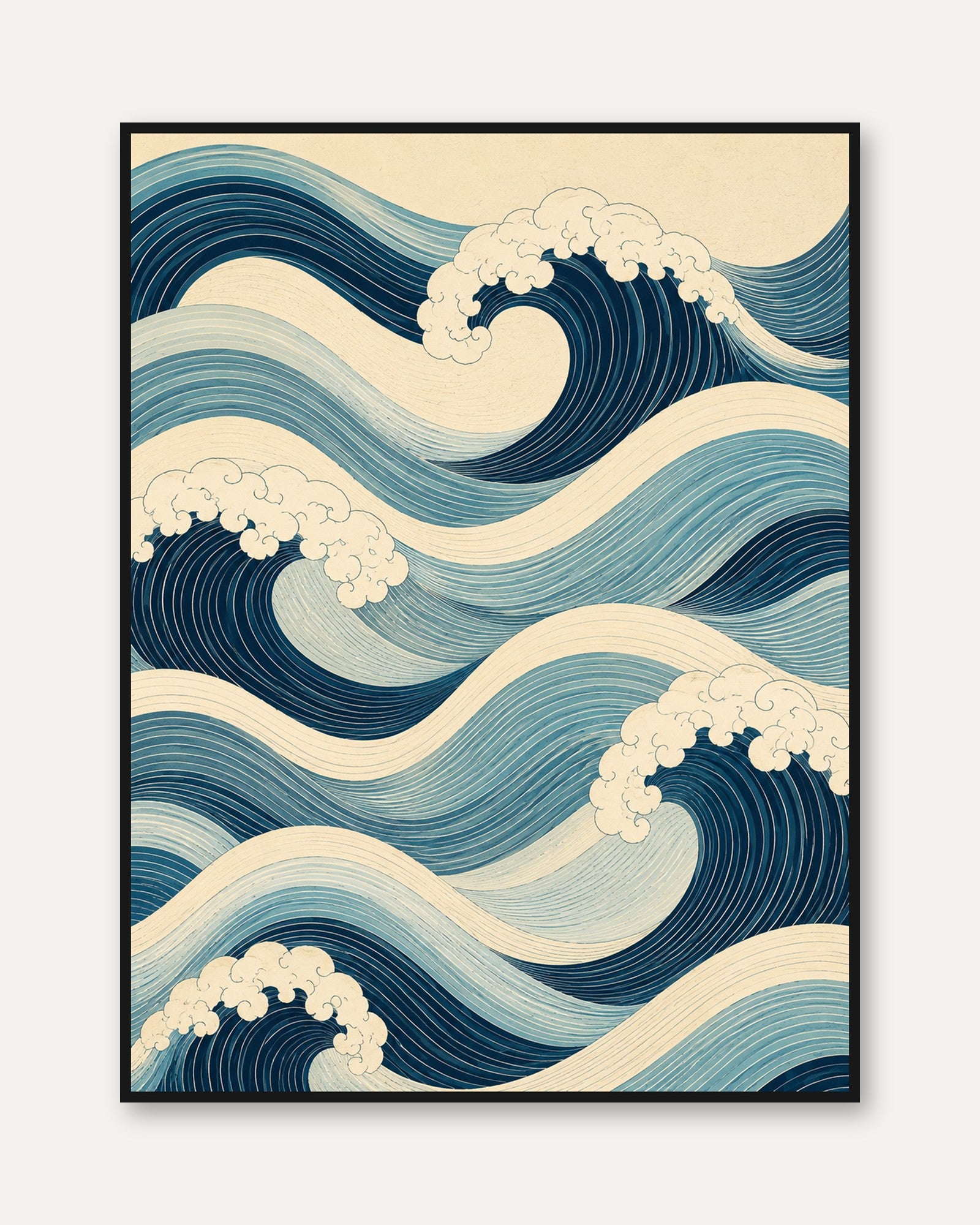 Japanese Wave Wall Art – Ocean Print - framed