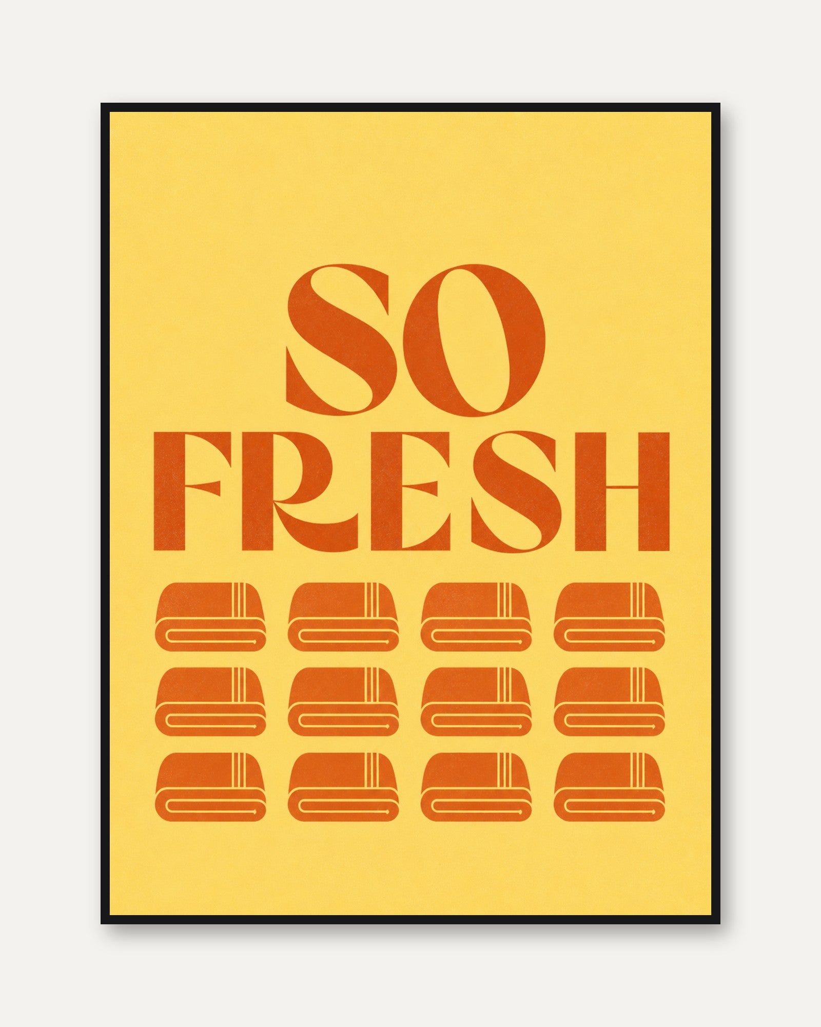 So Fresh Burger Print: Retro 70s Kitchen Decor (Yellow Orange Palette) - framed