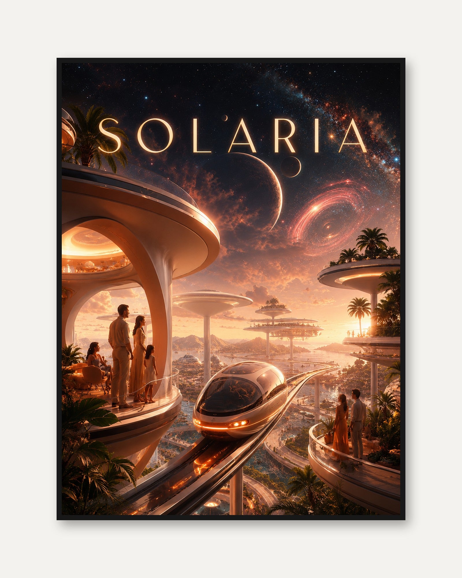 Space Travel Poster – Futuristic Wall Art - framed