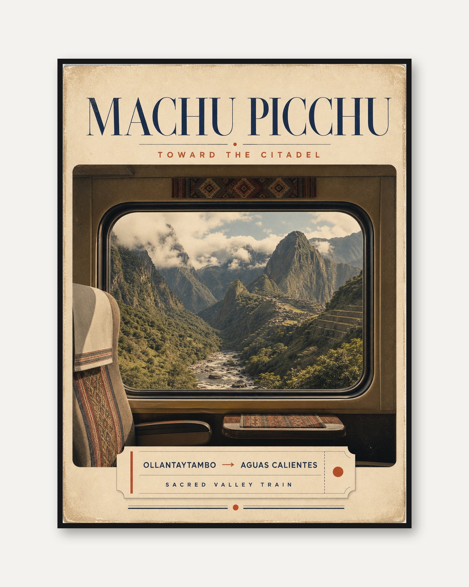 Vintage Travel Poster – Machu Picchu Print - framed