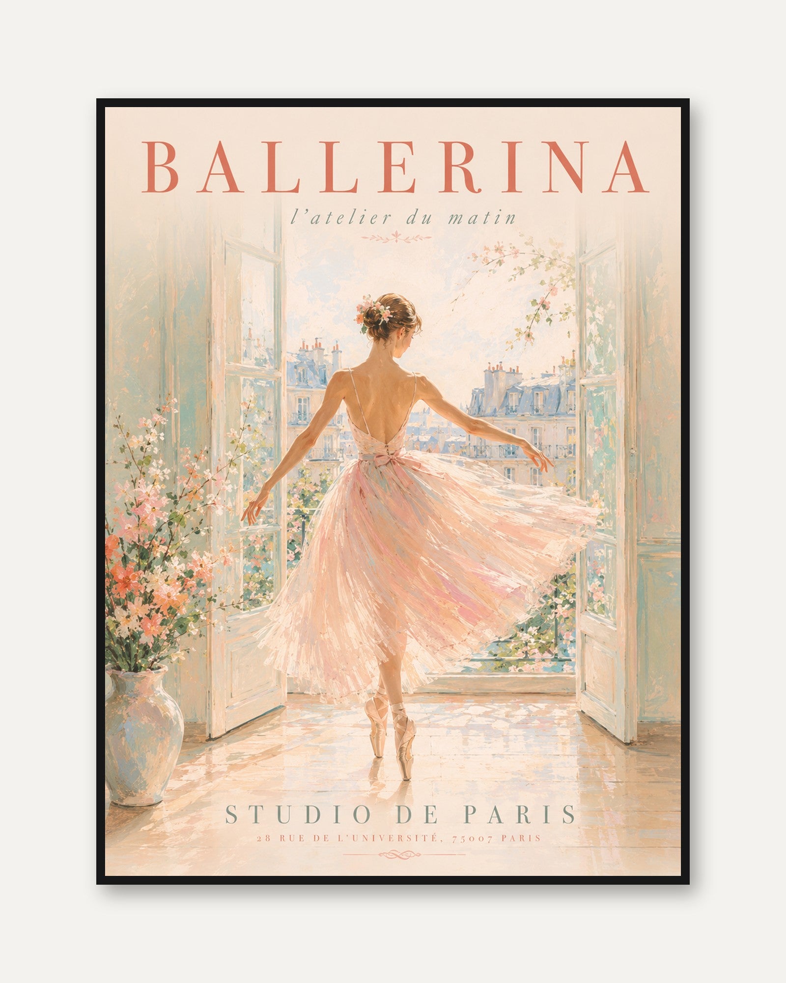 Ballerina Wall Art – Vintage Paris Ballet Poster - framed