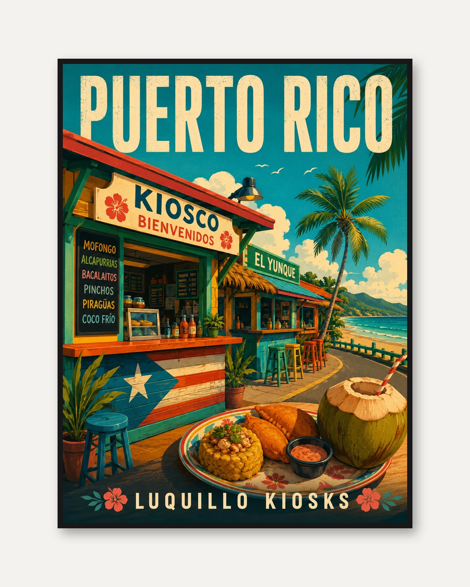 Puerto Rico Travel Poster - framed