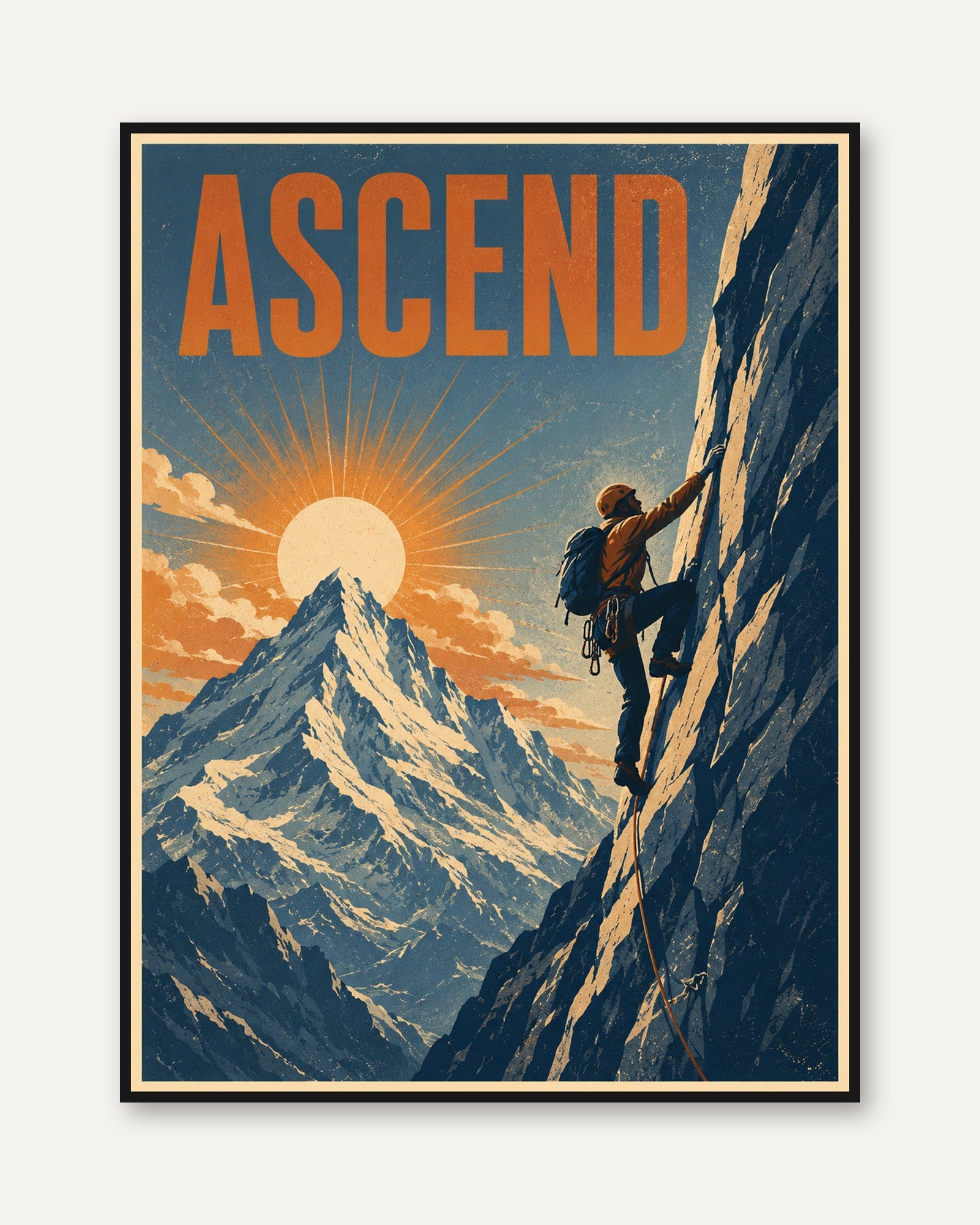 Mountain Climbing Poster – Motivational Wall Art - framed