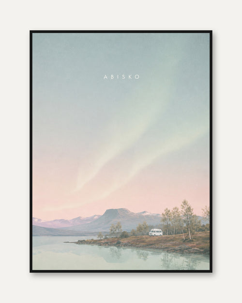 Abisko Mountain Landscape Print: Pastel Nordic Wilderness Art - framed