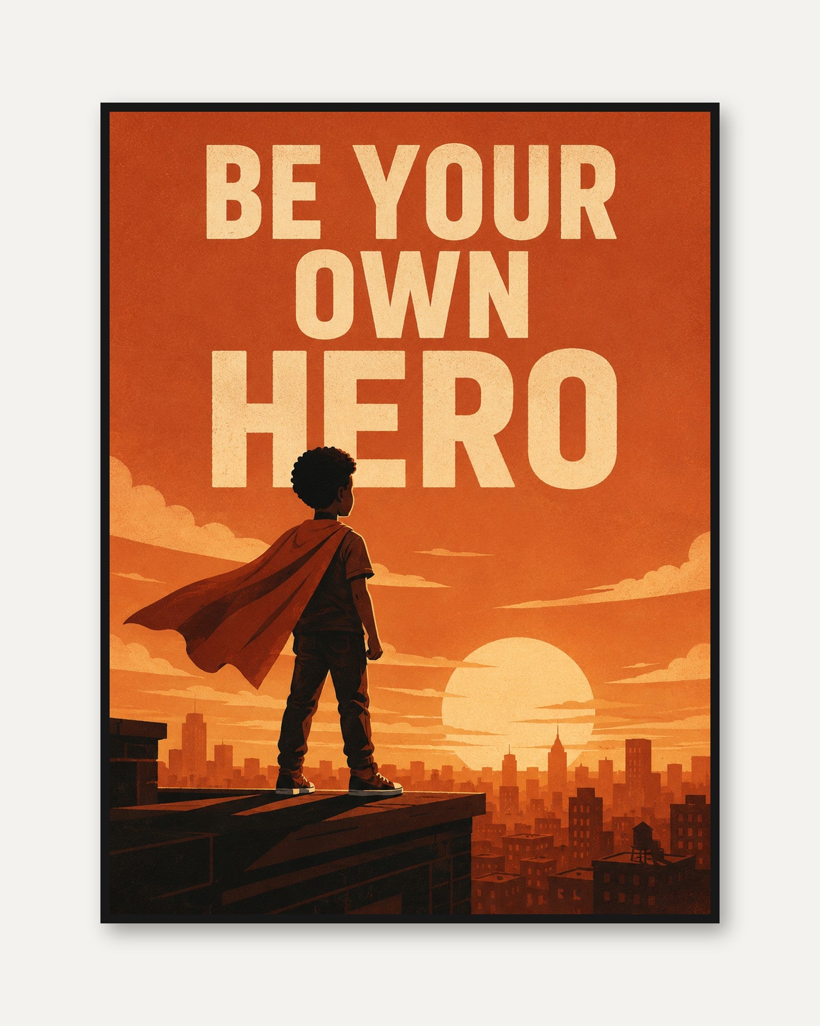 Motivational Wall Art – Superhero Kids Room Print - framed